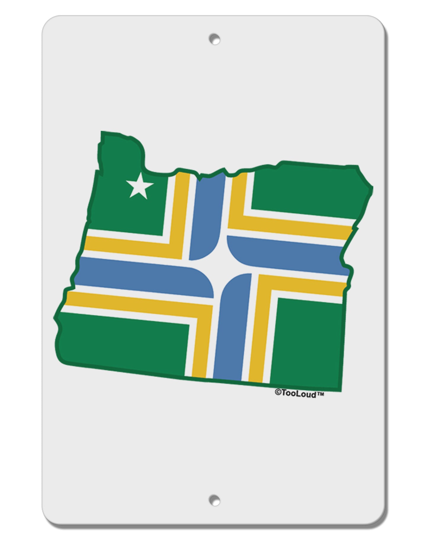 Portland Oregon Flag Aluminum 8 x 12" Sign-TooLoud-White-Davson Sales