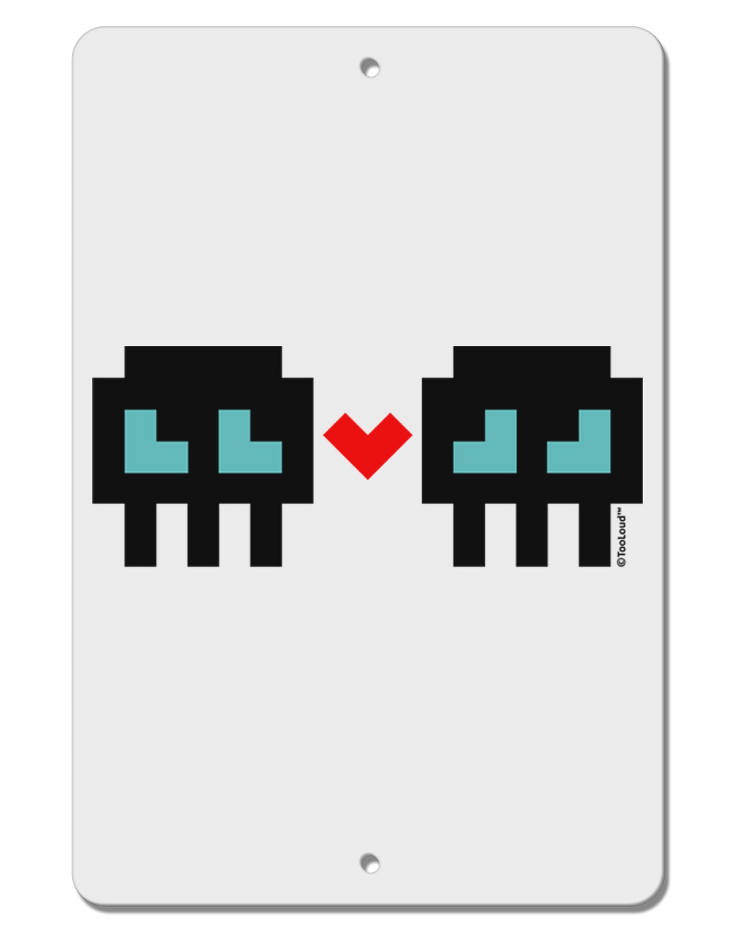 8-Bit Skull Love - Boy and Boy Aluminum 8 x 12" Sign-TooLoud-White-Davson Sales