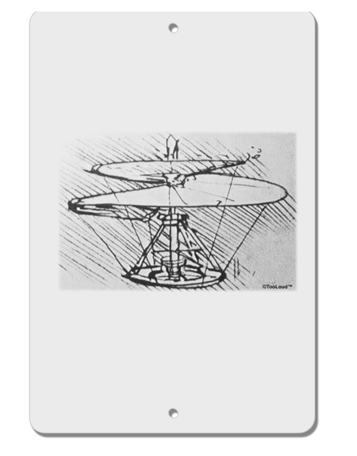 Helicopter Sketch Aluminum 8 x 12" Sign-TooLoud-White-Davson Sales