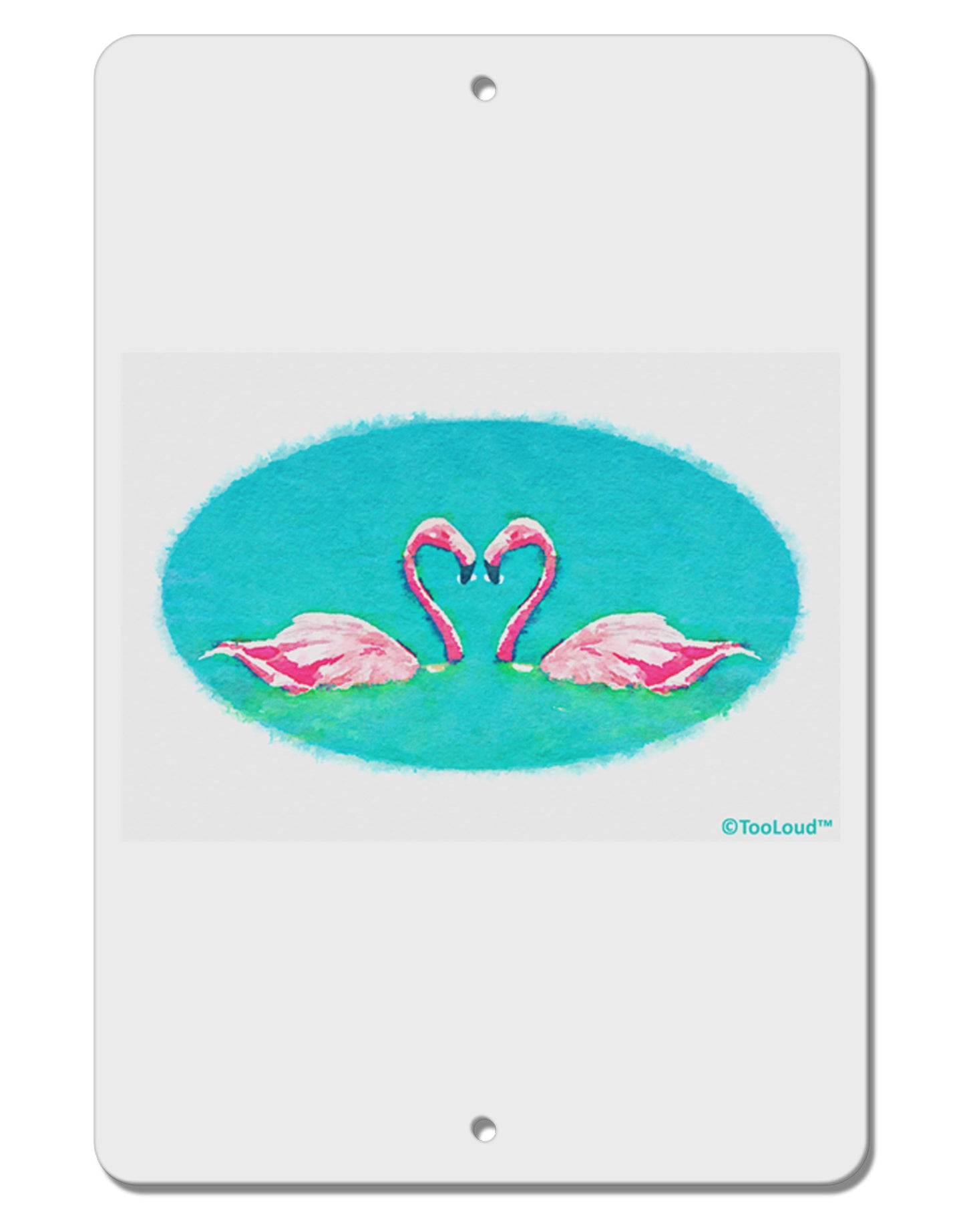Love Birds - Flamingos Watercolor Aluminum 8 x 12" Sign-TooLoud-White-Davson Sales