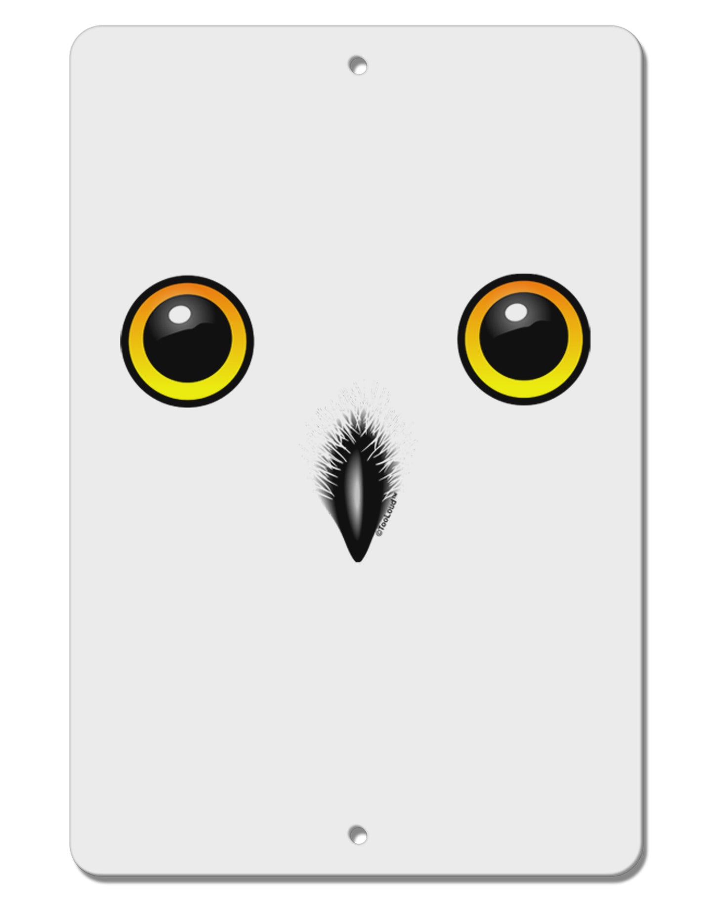 Cute Snowy Owl Face Aluminum 8 x 12" Sign-TooLoud-White-Davson Sales