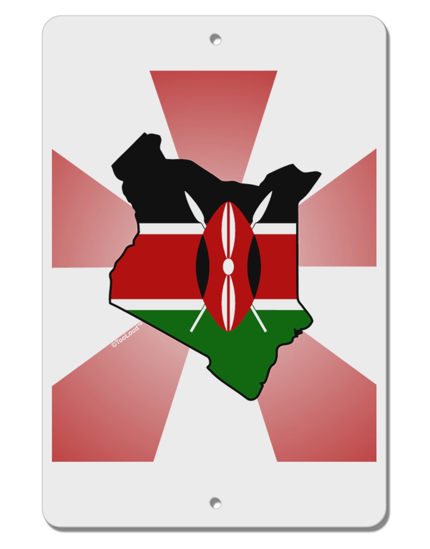 Kenya Flag Design Aluminum 8 x 12" Sign-TooLoud-White-Davson Sales