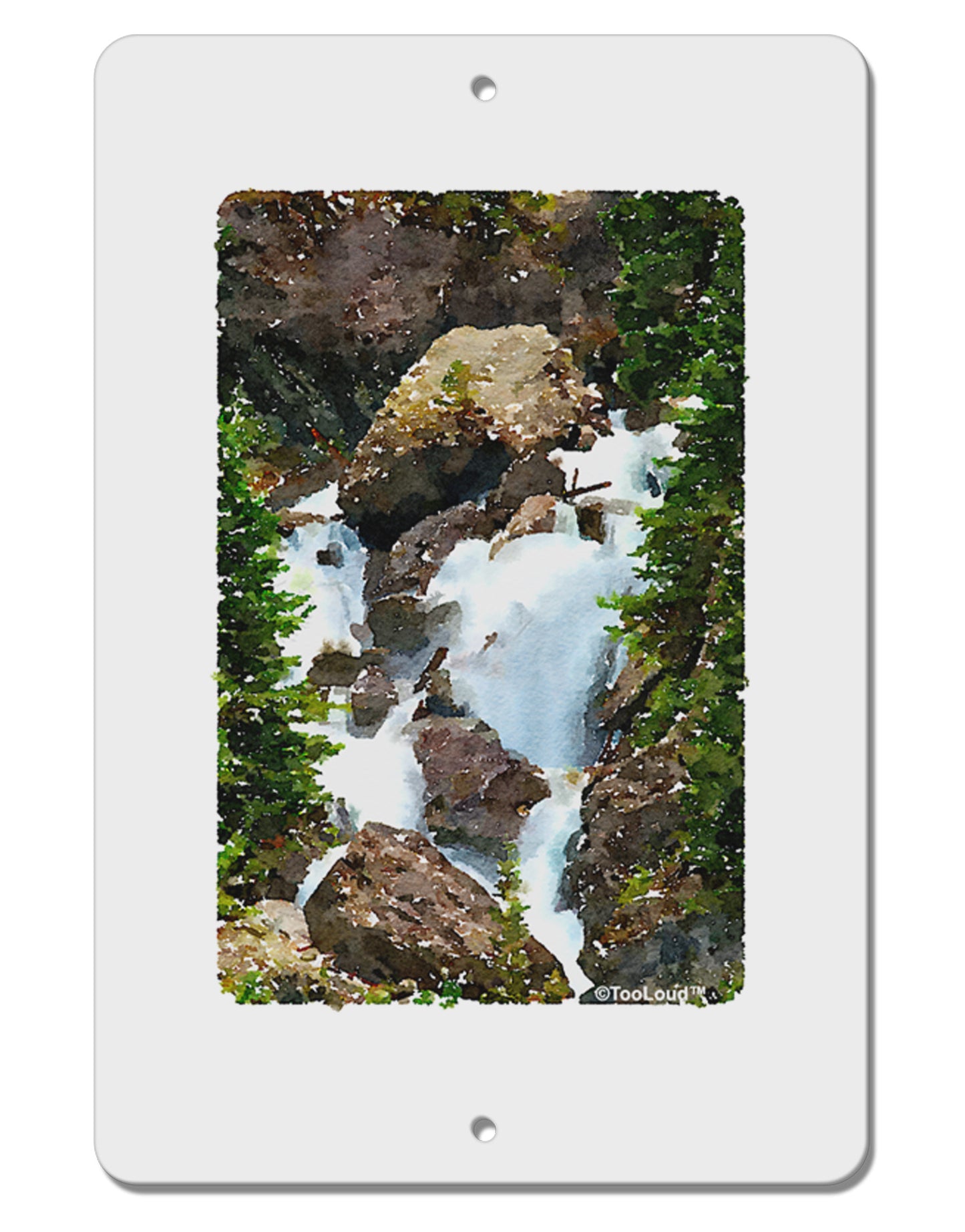 TooLoud Waterfall Watercolor Aluminum 8 x 12" Sign-TooLoud-White-Davson Sales