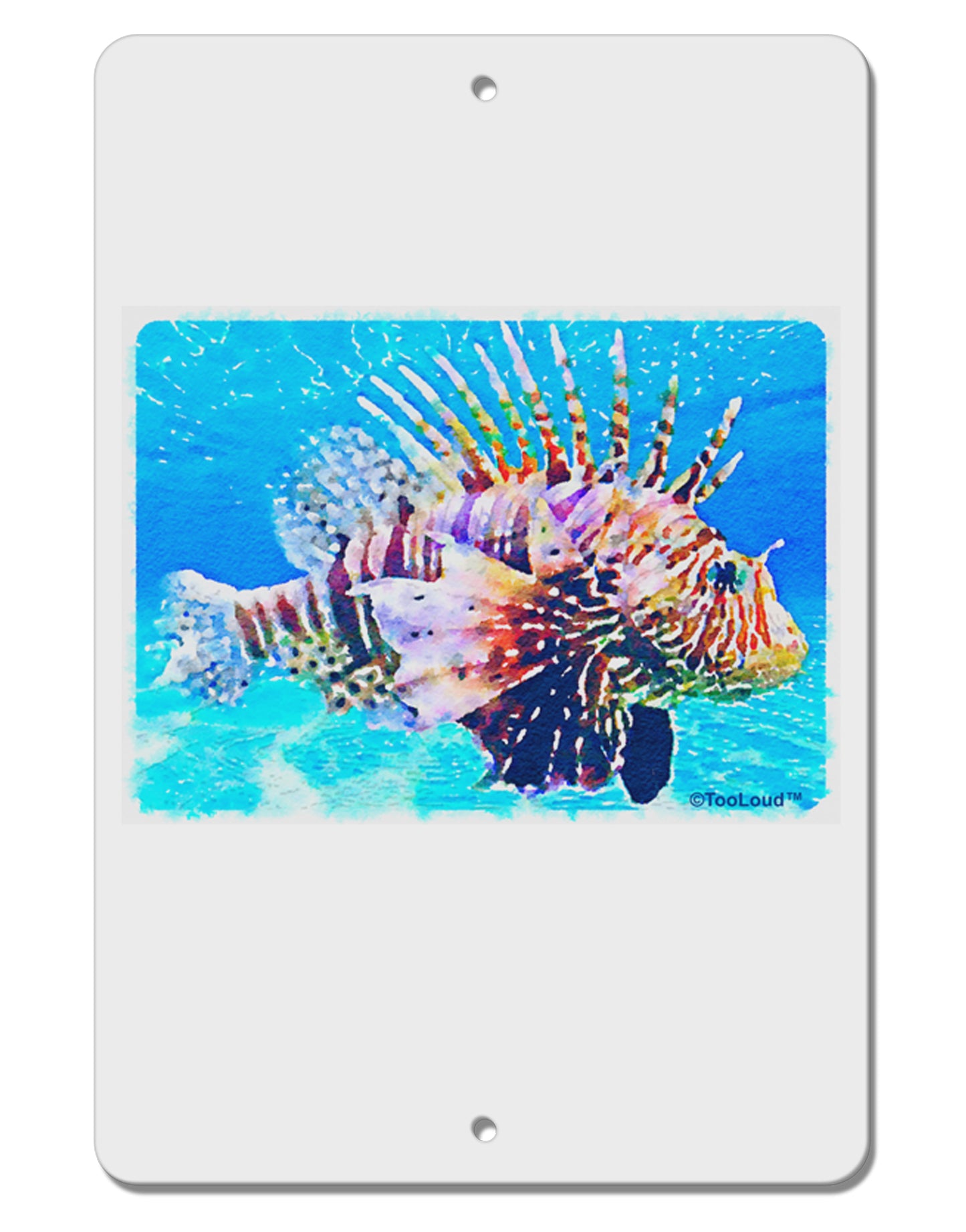 Lionfish in Watercolor Aluminum 8 x 12" Sign by TooLoud-TooLoud-White-Davson Sales