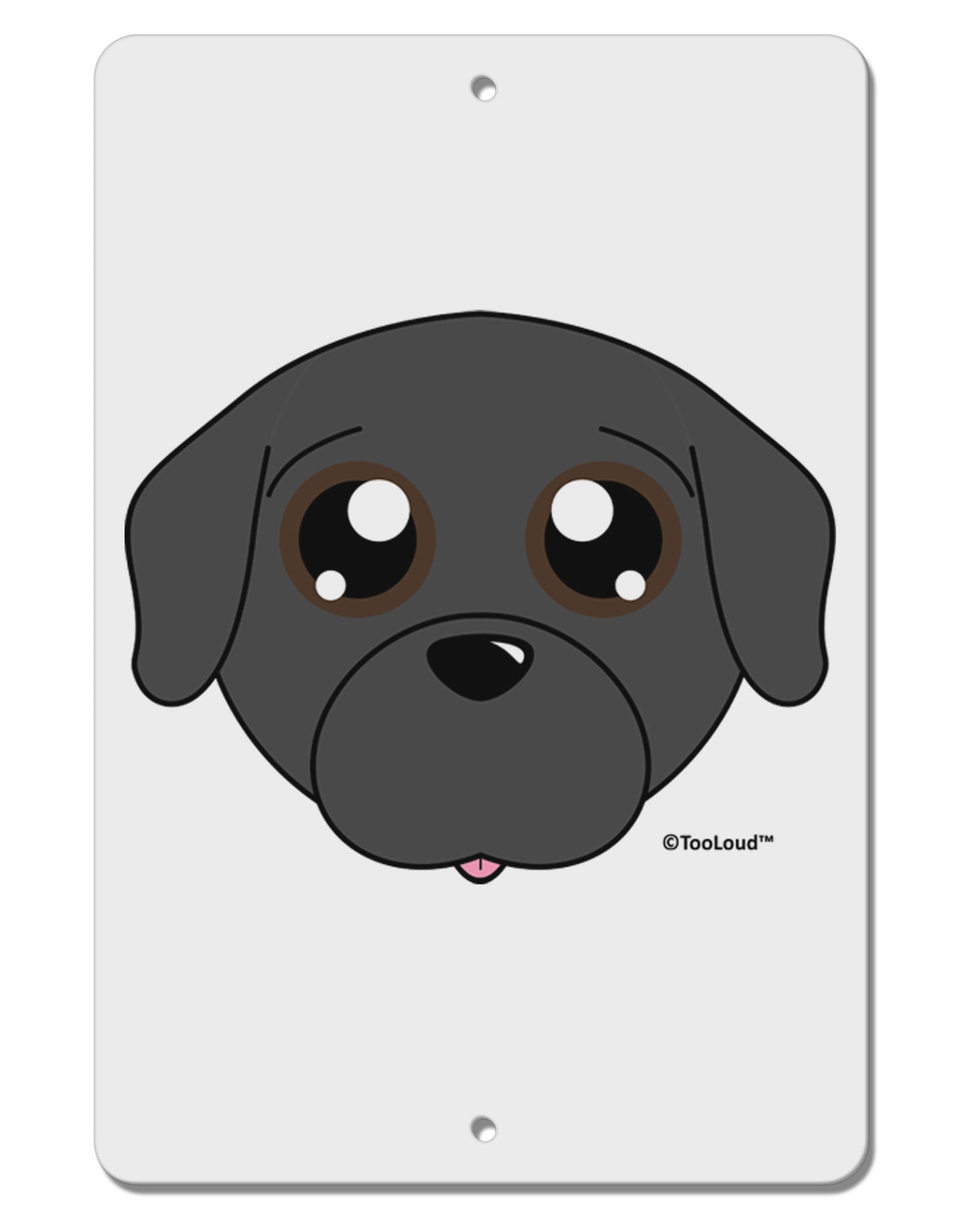 Cute Pug Dog - Black Aluminum 8 x 12" Sign by TooLoud-TooLoud-White-Davson Sales