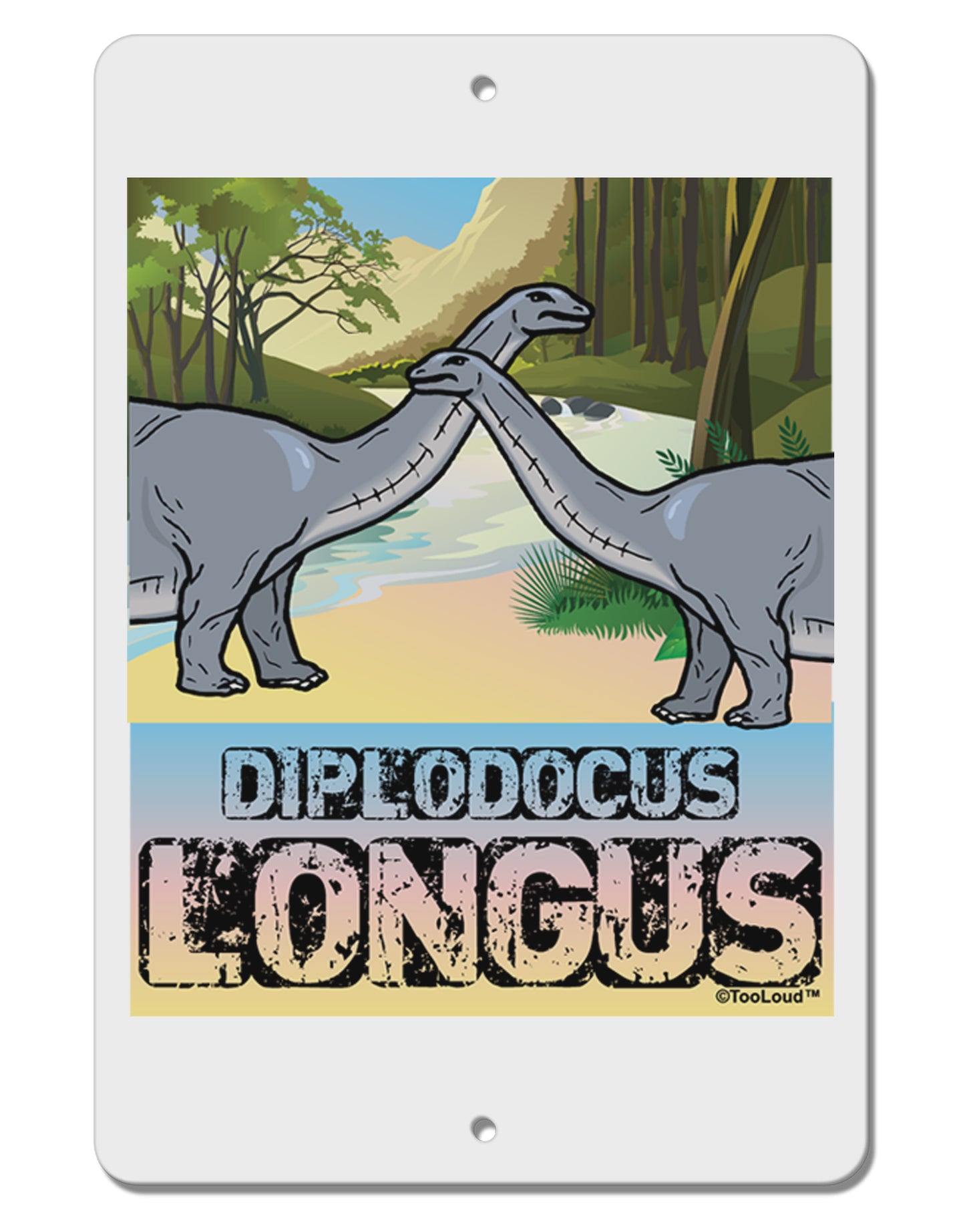 Diplodocus Longus - With Name Aluminum 8 x 12" Sign by TooLoud-TooLoud-White-Davson Sales
