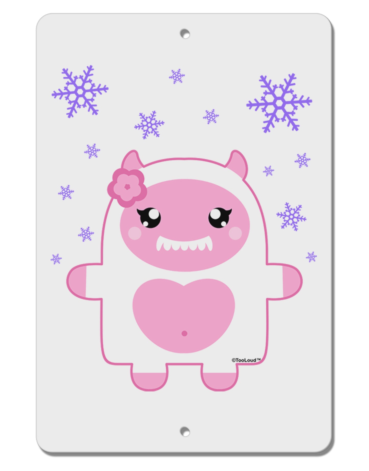 Cute Abominable Snowman Girl Yeti - Christmas Aluminum 8 x 12" Sign-TooLoud-White-Davson Sales