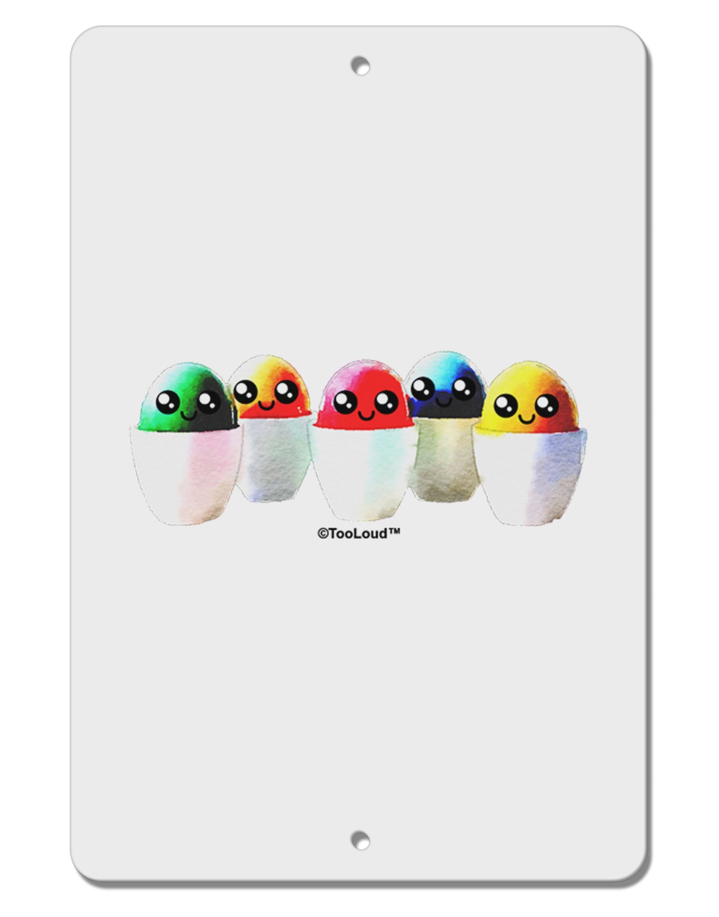 Kawaii Easter Eggs - No Text Aluminum 8 x 12" Sign by TooLoud-TooLoud-White-Davson Sales