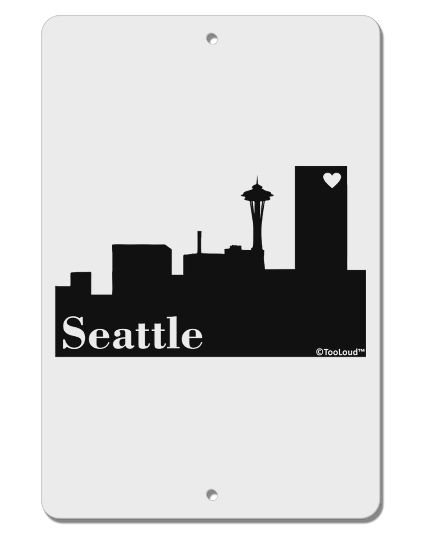 Seattle Skyline with Space Needle Aluminum 8 x 12" Sign by TooLoud-TooLoud-White-Davson Sales