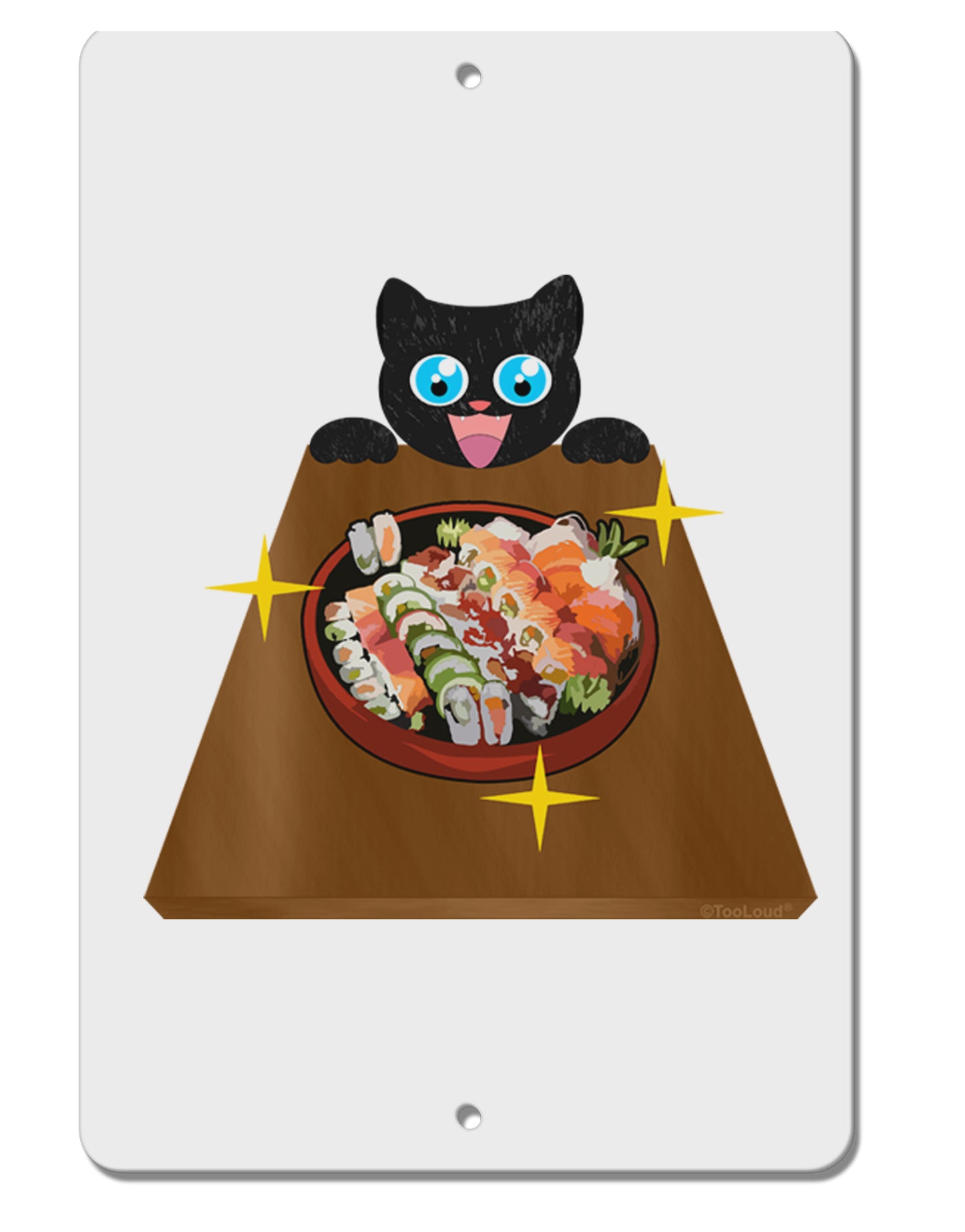 Anime Cat Loves Sushi Aluminum 8 x 12" Sign by TooLoud-TooLoud-White-Davson Sales