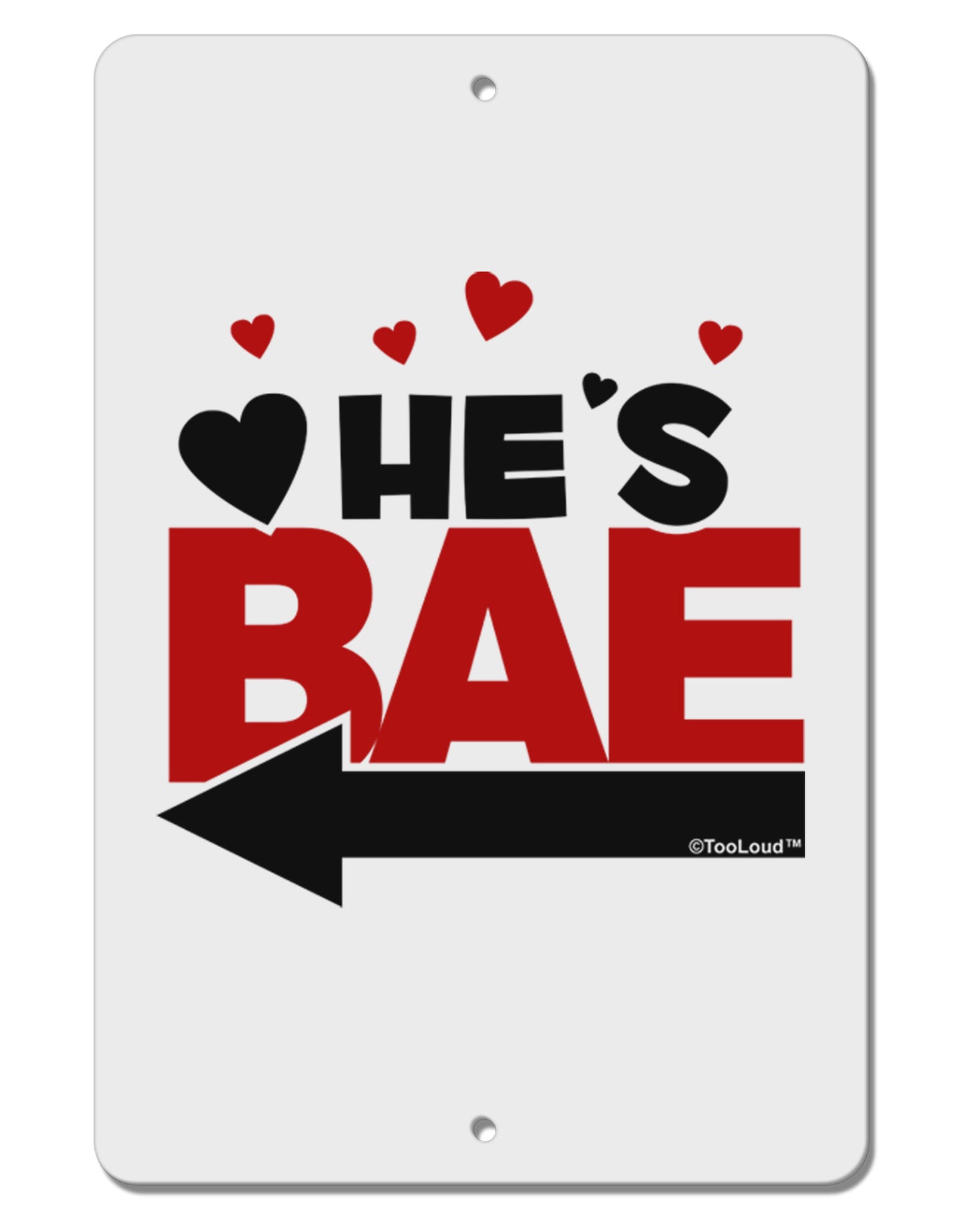 He's BAE - Left Arrow Aluminum 8 x 12" Sign-TooLoud-White-Davson Sales