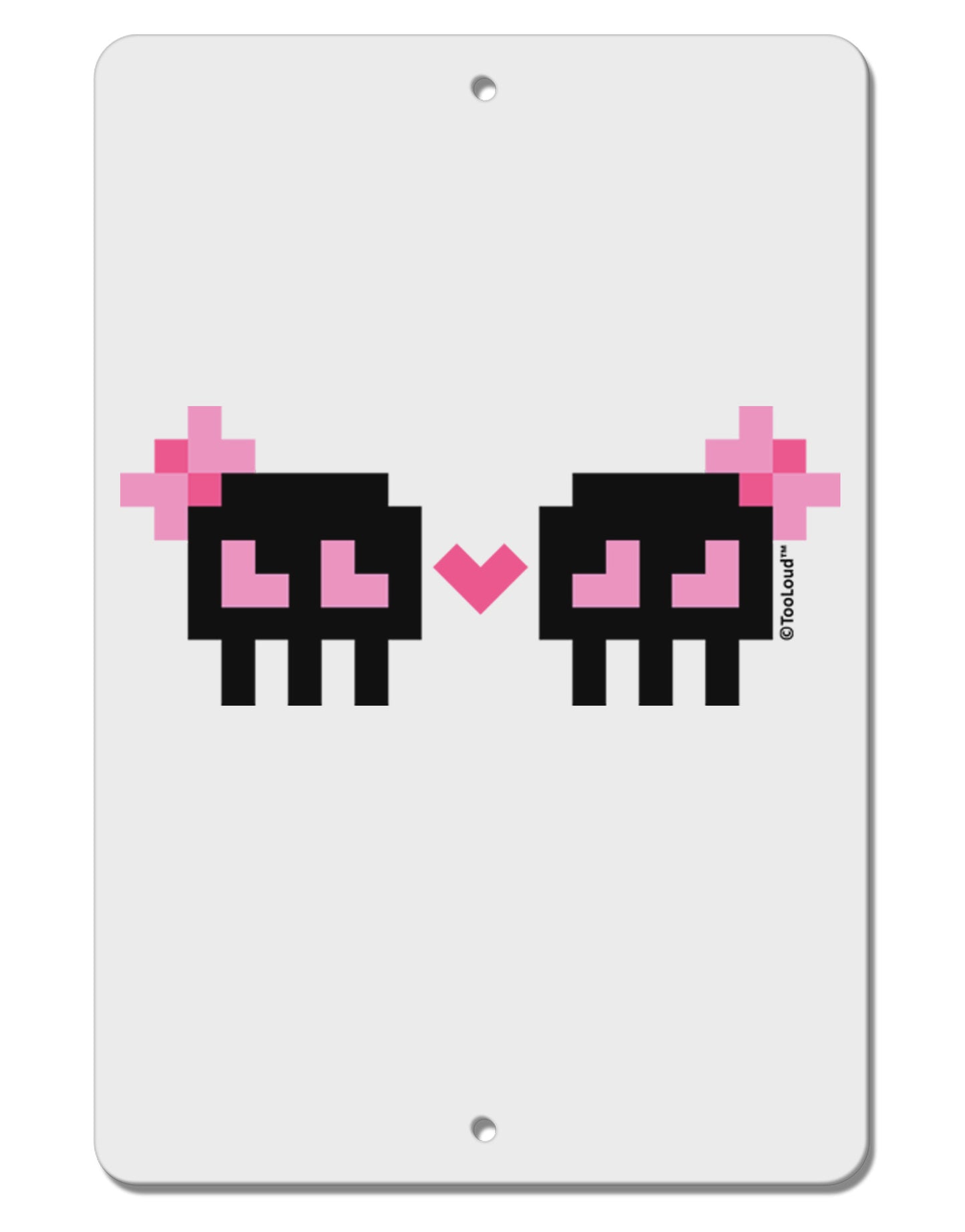 8-Bit Skull Love - Girl and Girl Aluminum 8 x 12" Sign-TooLoud-White-Davson Sales