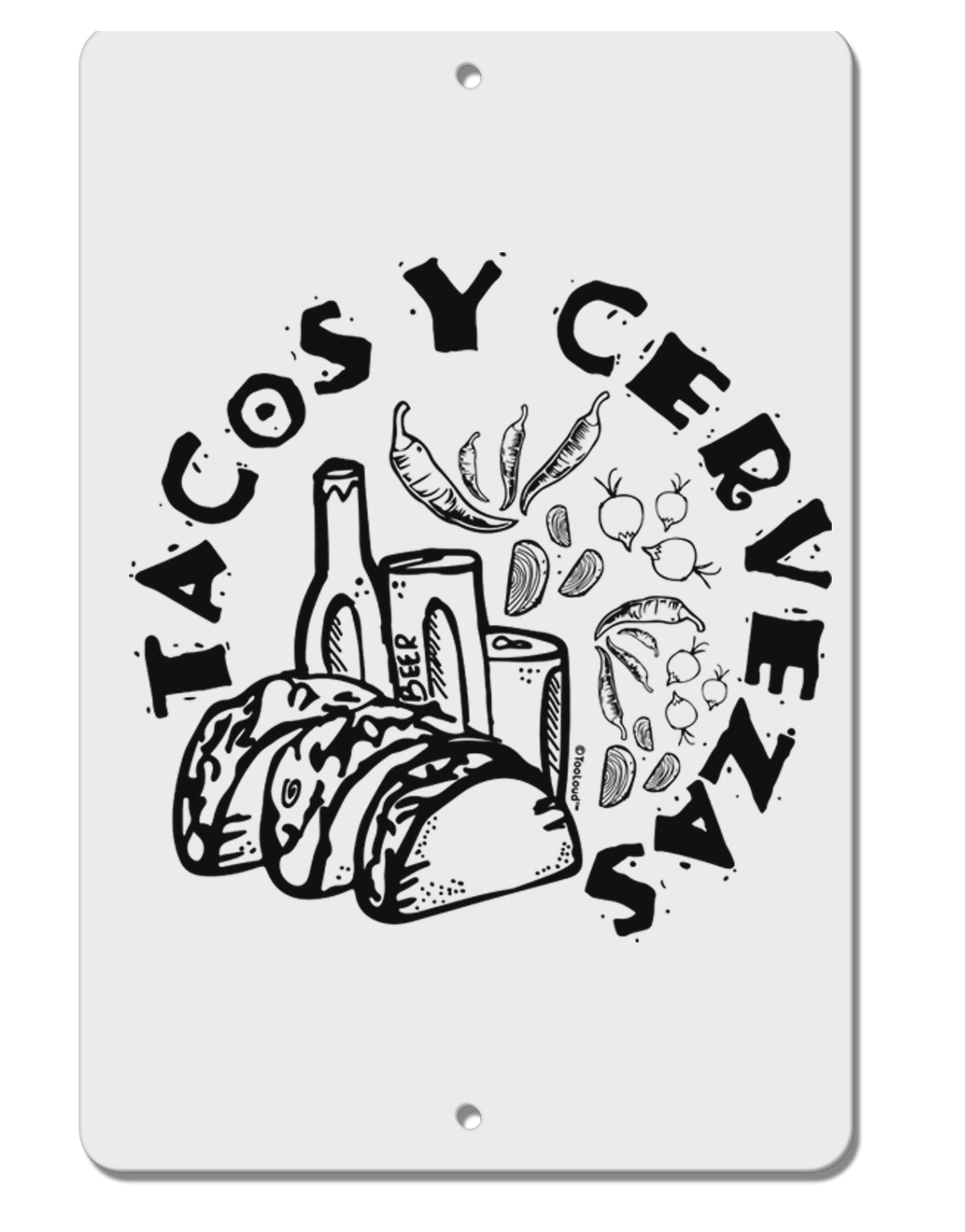 TooLoud Tacos Y Cervezas Aluminum 8 x 12 Inch Sign-Aluminum Sign-TooLoud-Davson Sales