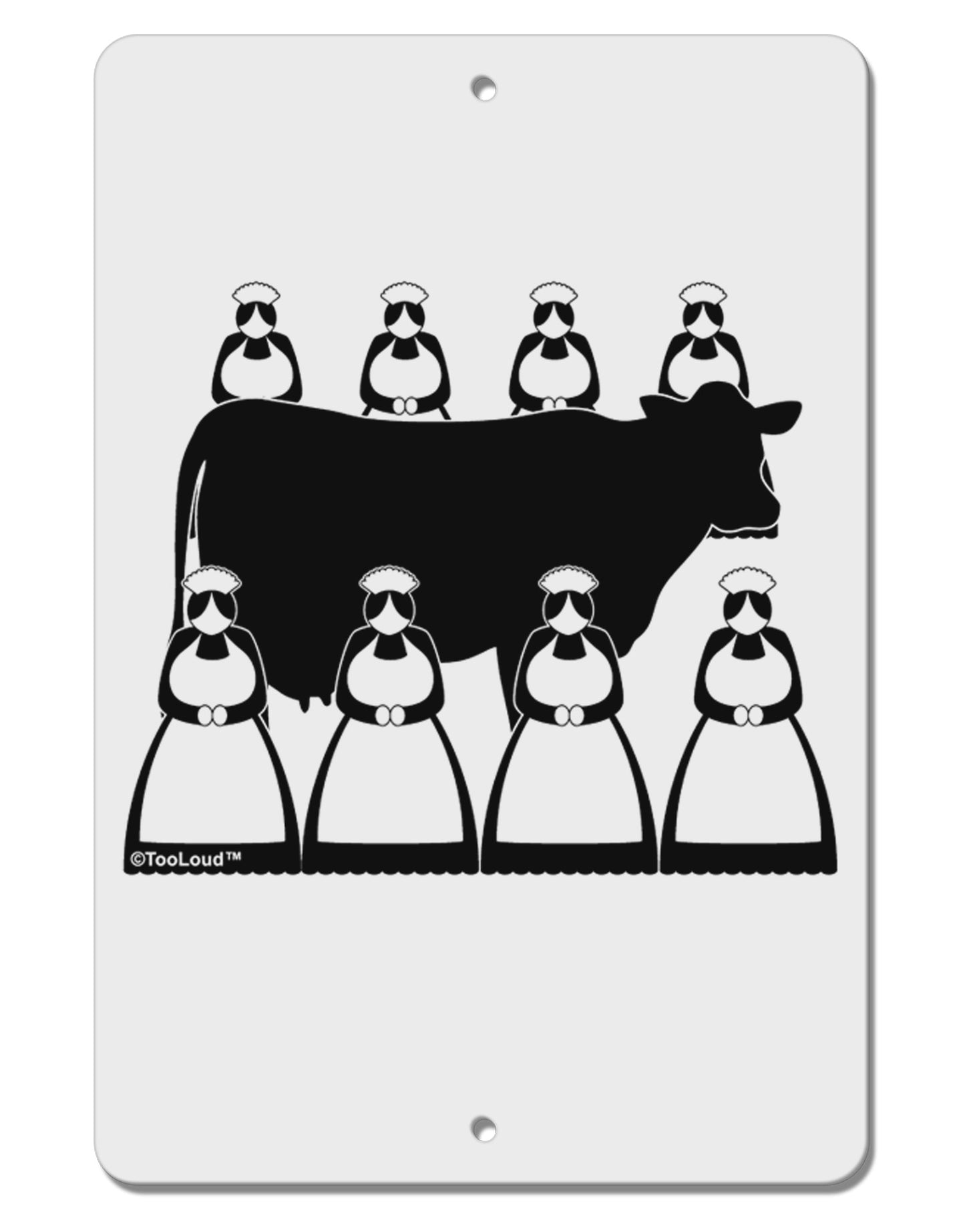 Eight Maids A Milking Aluminum 8 x 12" Sign-TooLoud-White-Davson Sales