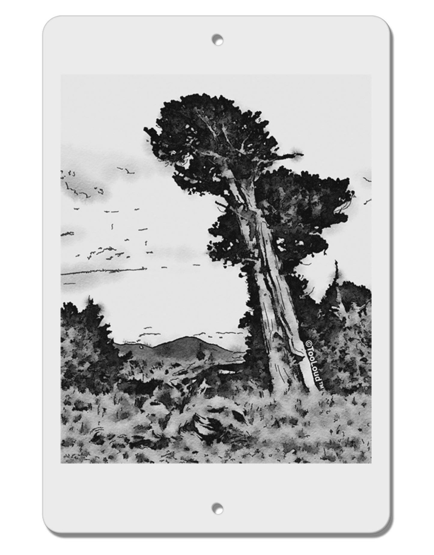 Colorado Landscape Watercolor BW Aluminum 8 x 12" Sign-TooLoud-White-Davson Sales