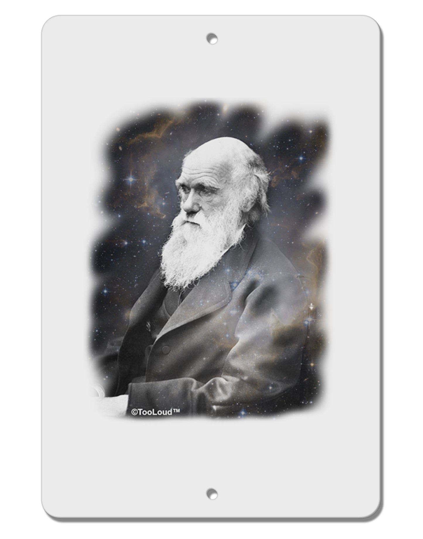Charles Darwin In Space Aluminum 8 x 12" Sign by TooLoud-TooLoud-White-Davson Sales