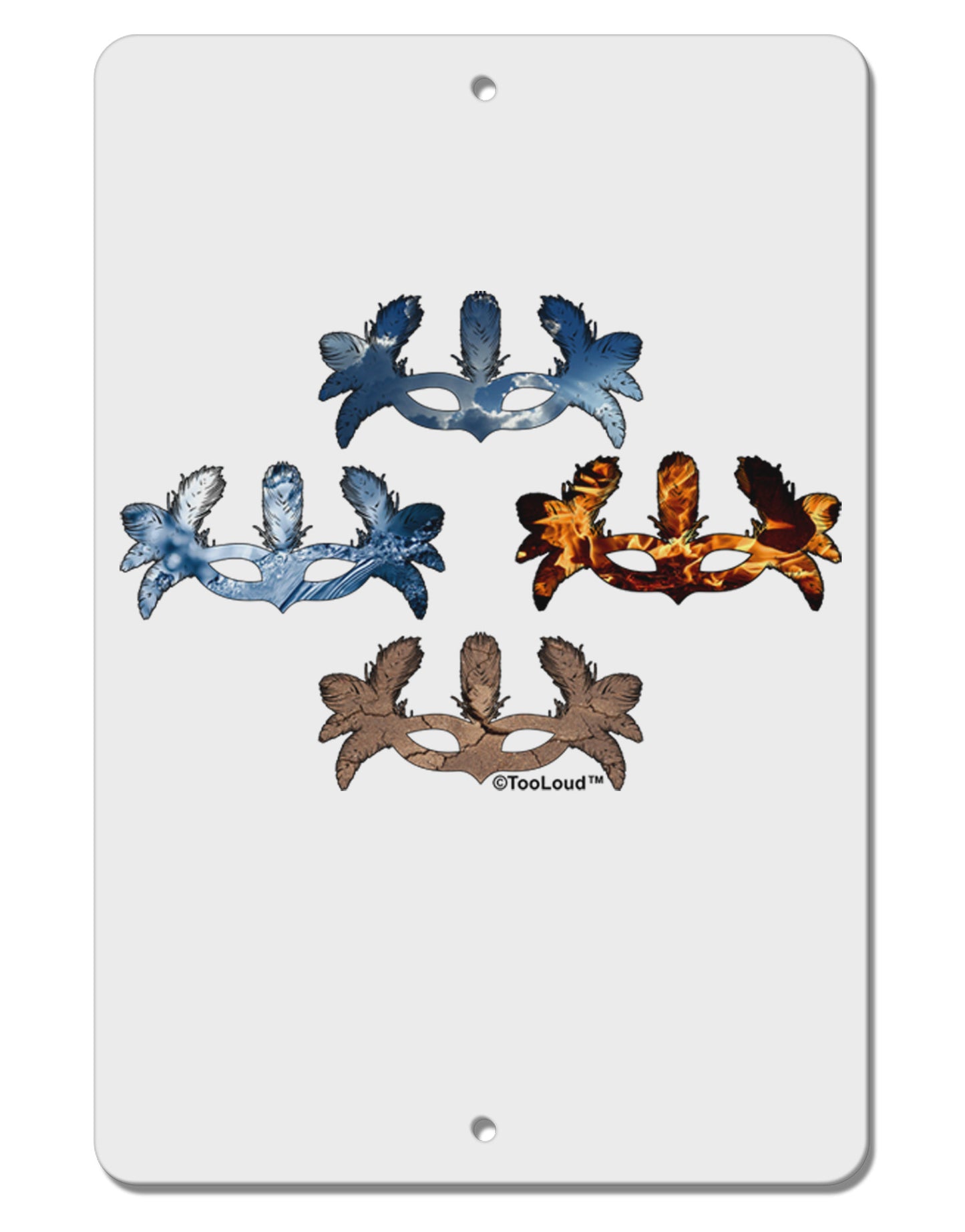 Four Elemental Masquerade Masks Aluminum 8 x 12" Sign by TooLoud-TooLoud-White-Davson Sales