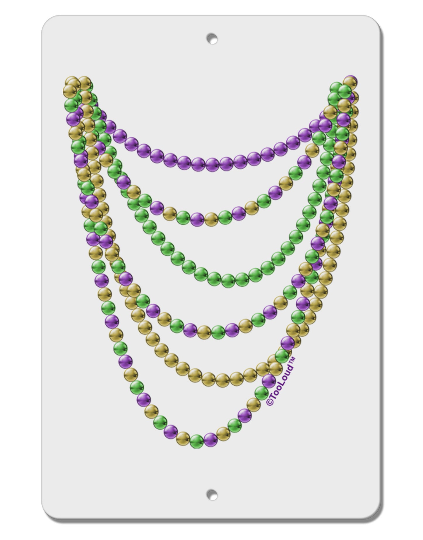 Mardi Gras Beads Necklaces Aluminum 8 x 12" Sign-TooLoud-White-Davson Sales
