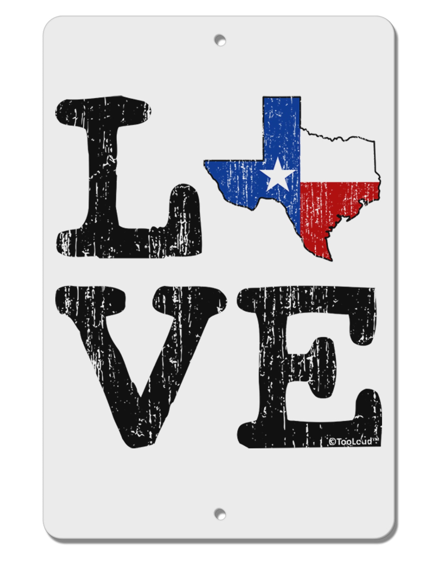 Texas Love Distressed Design Aluminum 8 x 12" Sign by TooLoud-TooLoud-White-Davson Sales