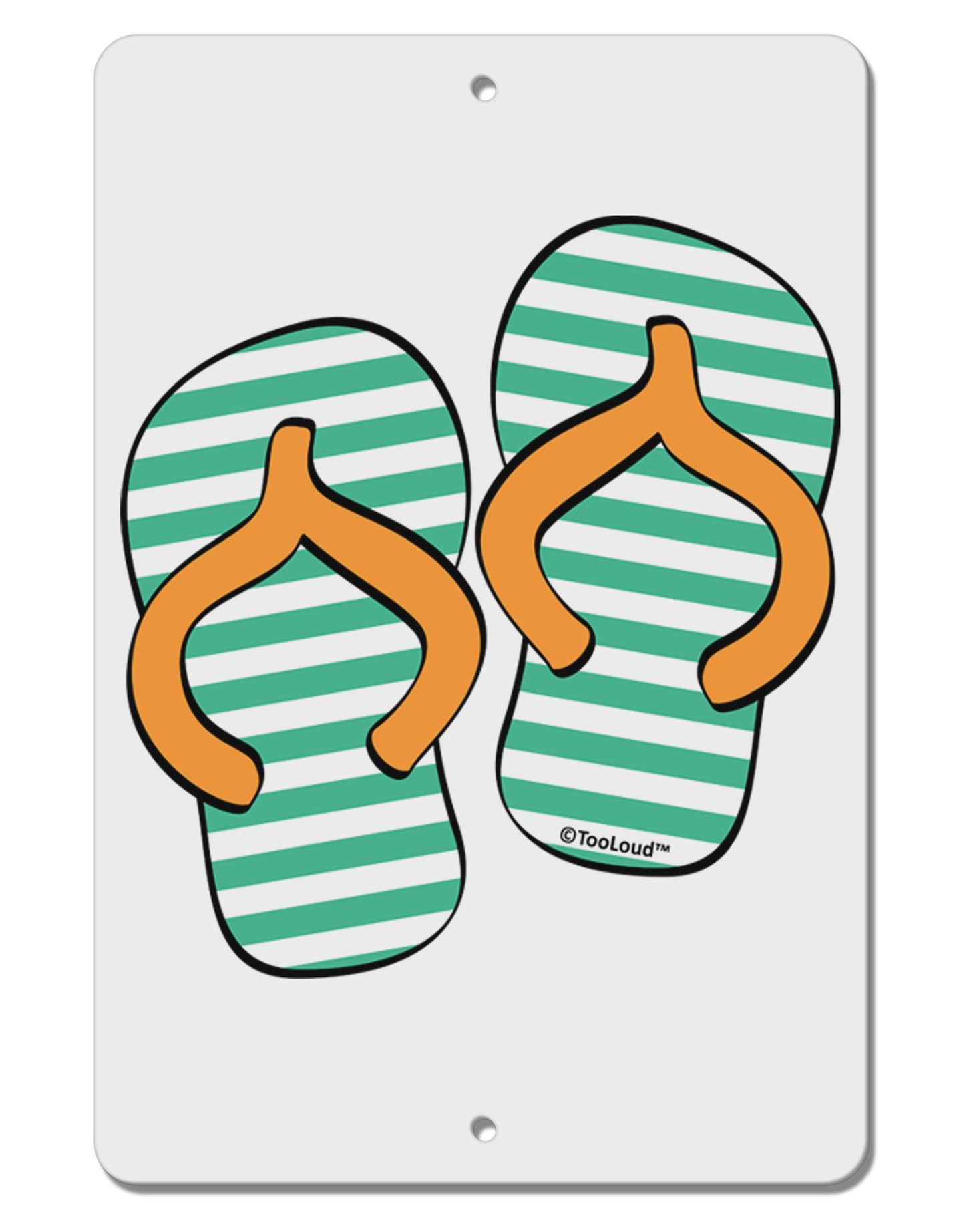 Striped Flip Flops - Teal and Orange Aluminum 8 x 12" Sign-TooLoud-White-Davson Sales