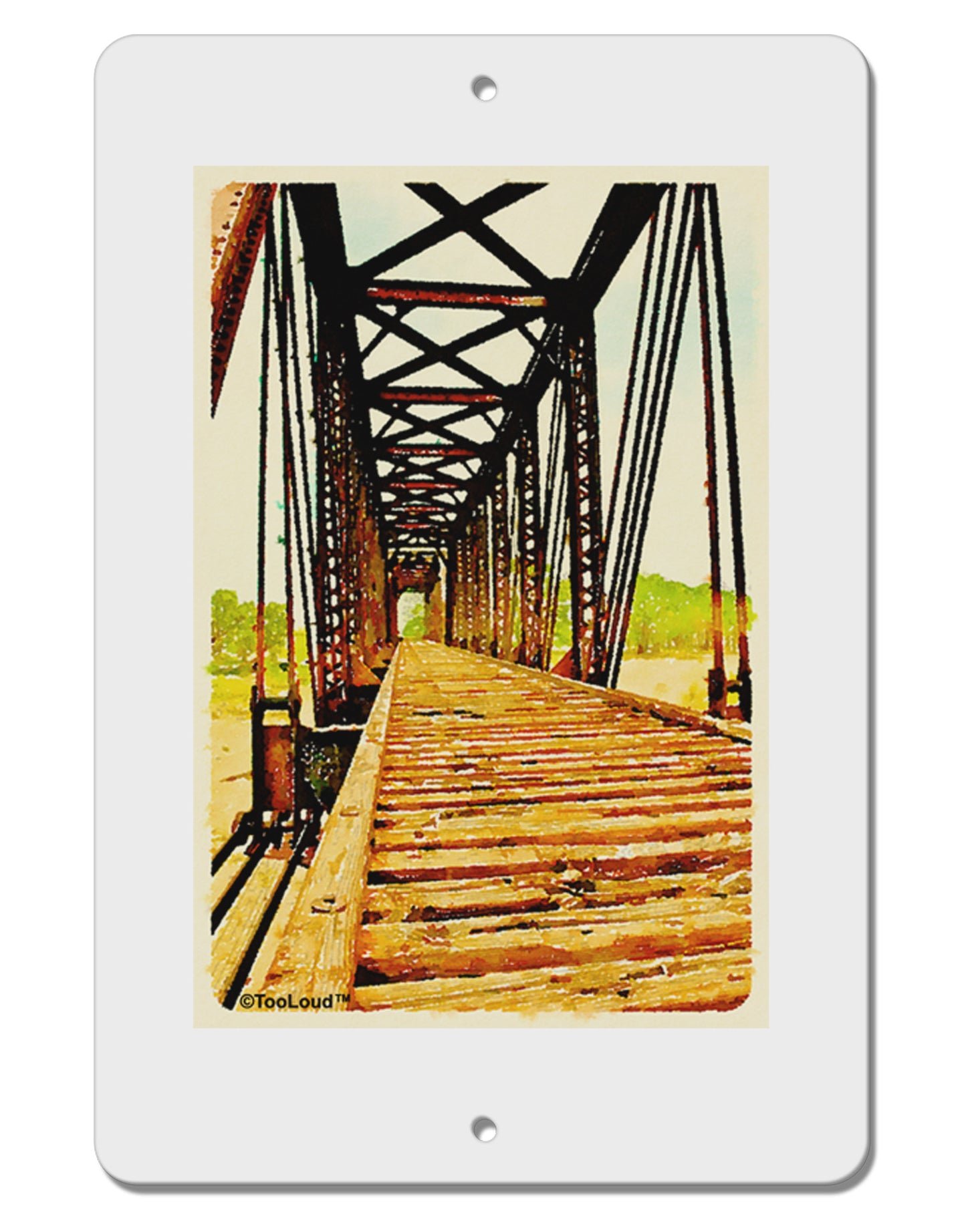 Colorado Bridge Watercolor Aluminum 8 x 12" Sign-TooLoud-White-Davson Sales