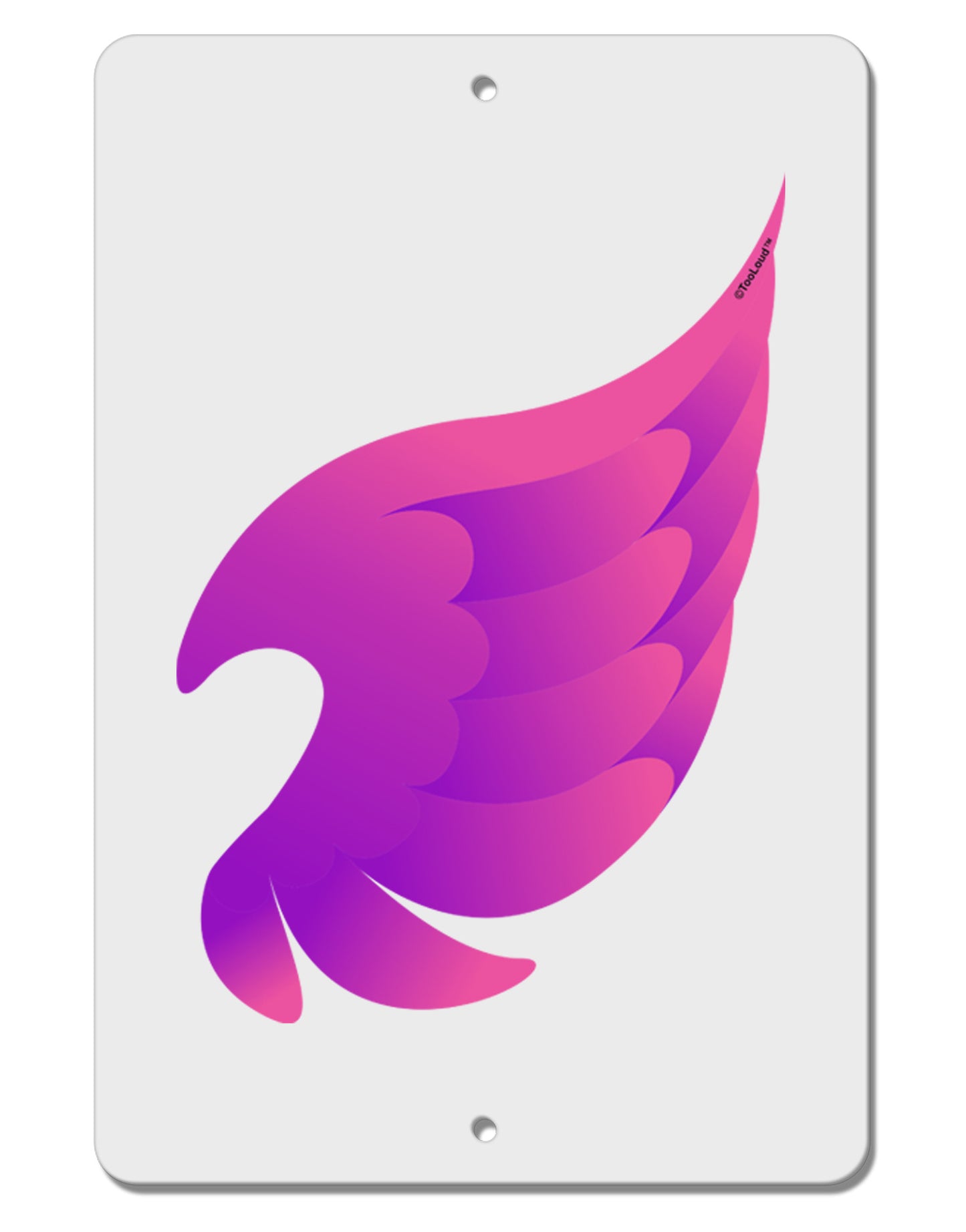 Cute Single Angel Wing Aluminum 8 x 12" Sign-TooLoud-White-Davson Sales