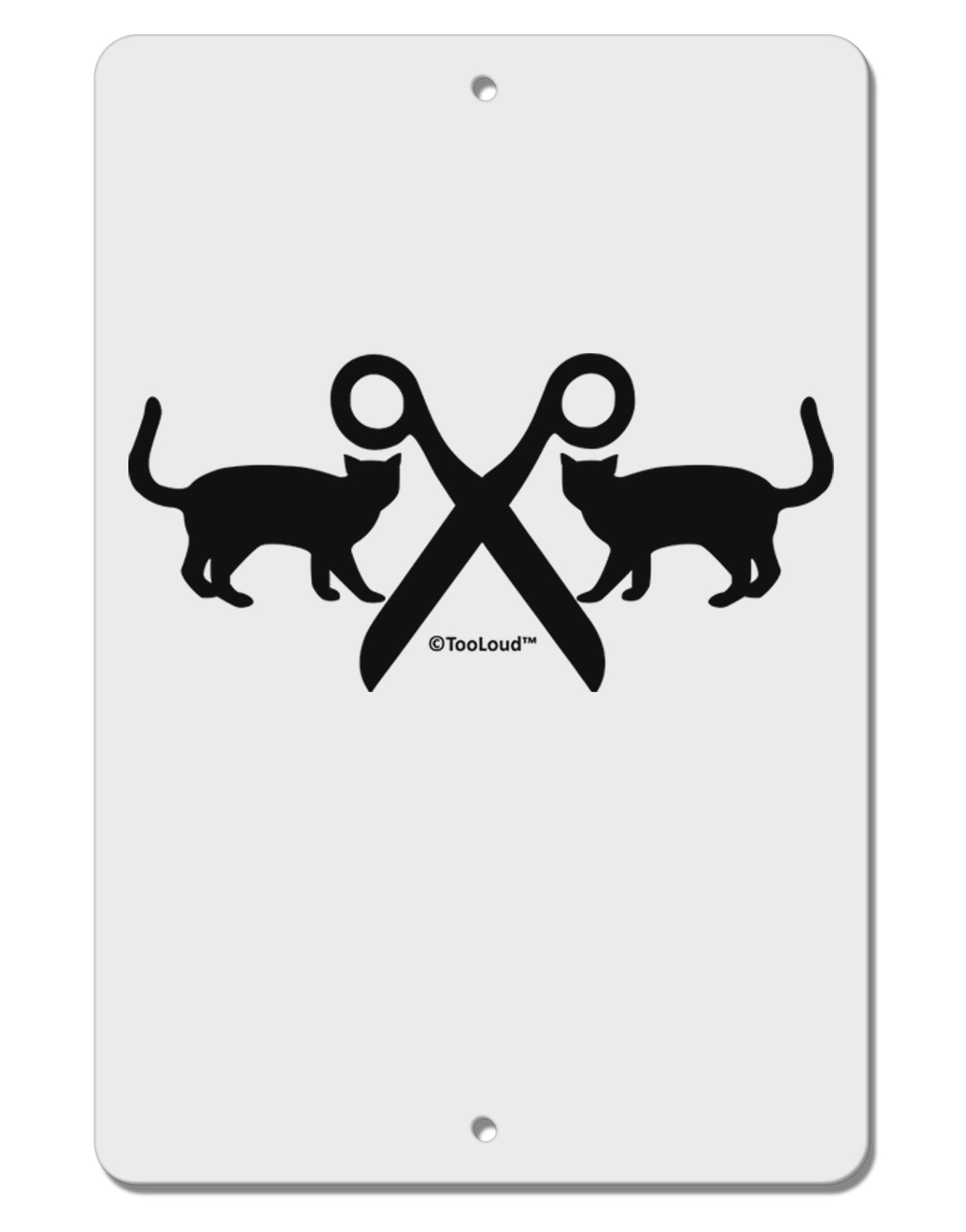 Two Cats With Scissors Aluminum 8 x 12" Sign by TooLoud-TooLoud-White-Davson Sales