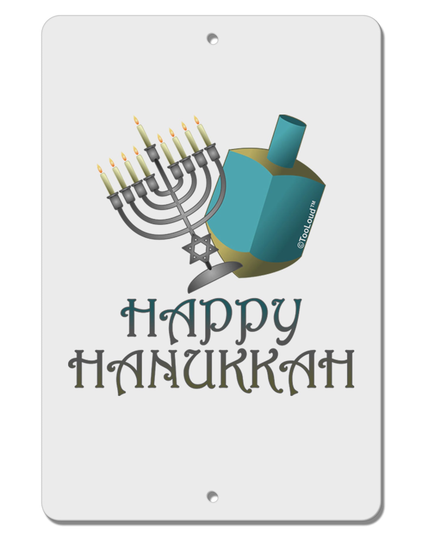 Blue & Silver Happy Hanukkah Aluminum 8 x 12" Sign-TooLoud-White-Davson Sales