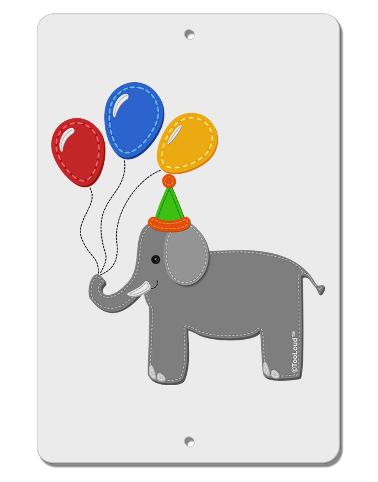 Cute Elephant with Balloons Aluminum 8 x 12" Sign-TooLoud-White-Davson Sales