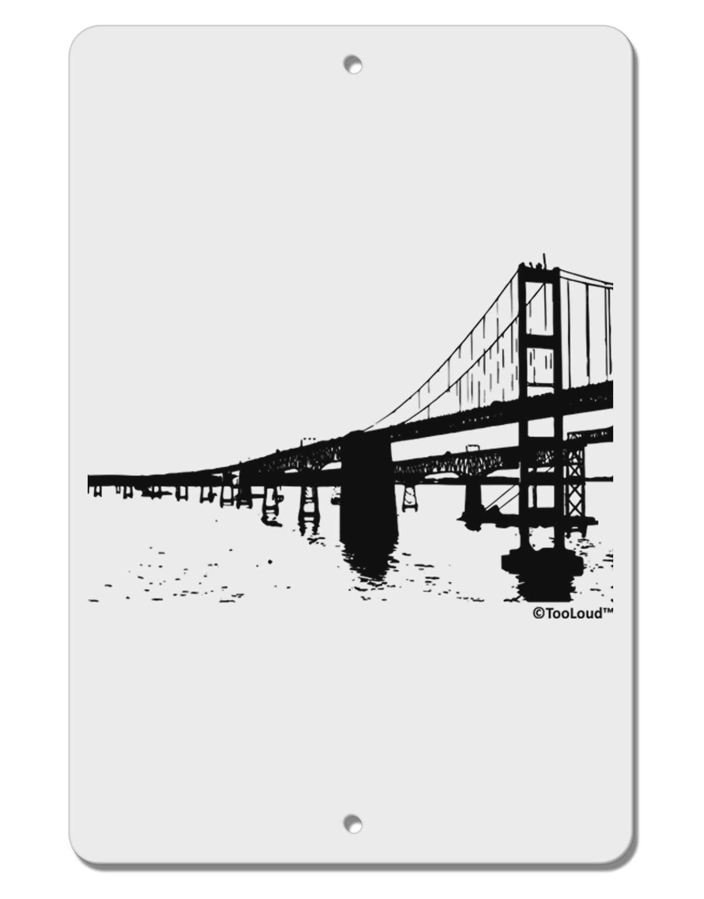 Bay Bridge Cutout Design Aluminum 8 x 12" Sign by TooLoud-TooLoud-White-Davson Sales