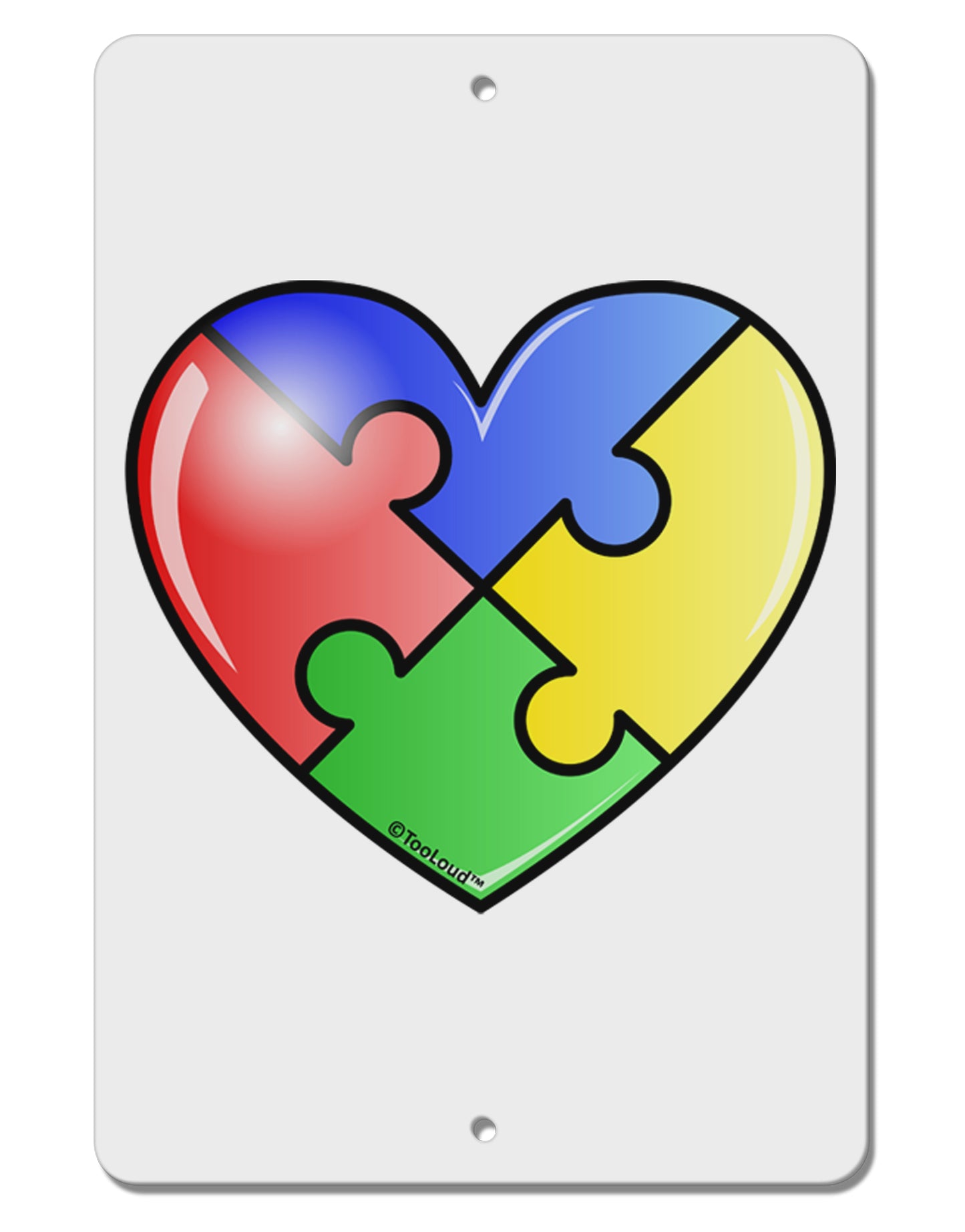 Big Puzzle Heart - Autism Awareness Aluminum 8 x 12" Sign by TooLoud-TooLoud-White-Davson Sales