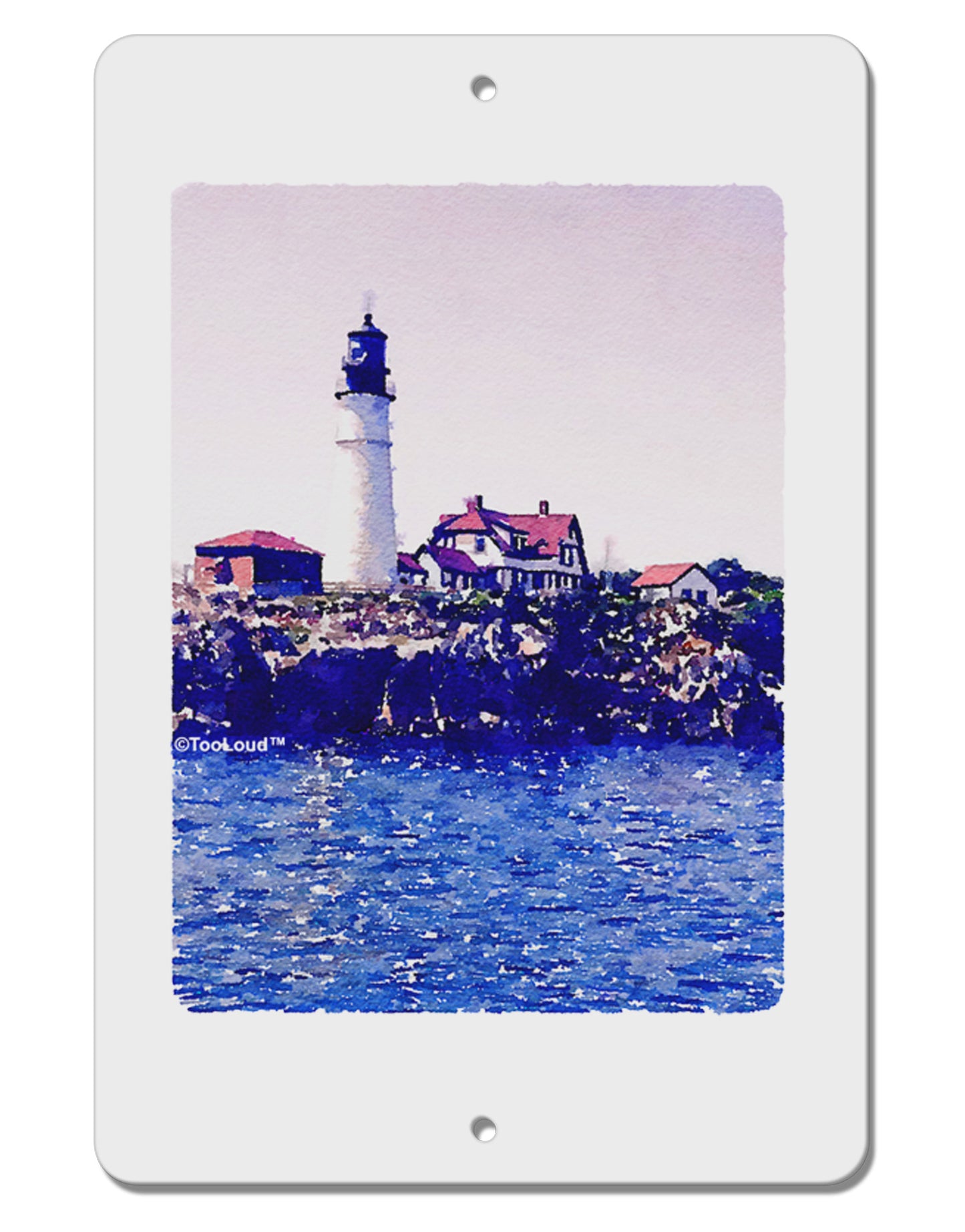 Watercolor Lighthouse 2 Aluminum 8 x 12" Sign-TooLoud-White-Davson Sales