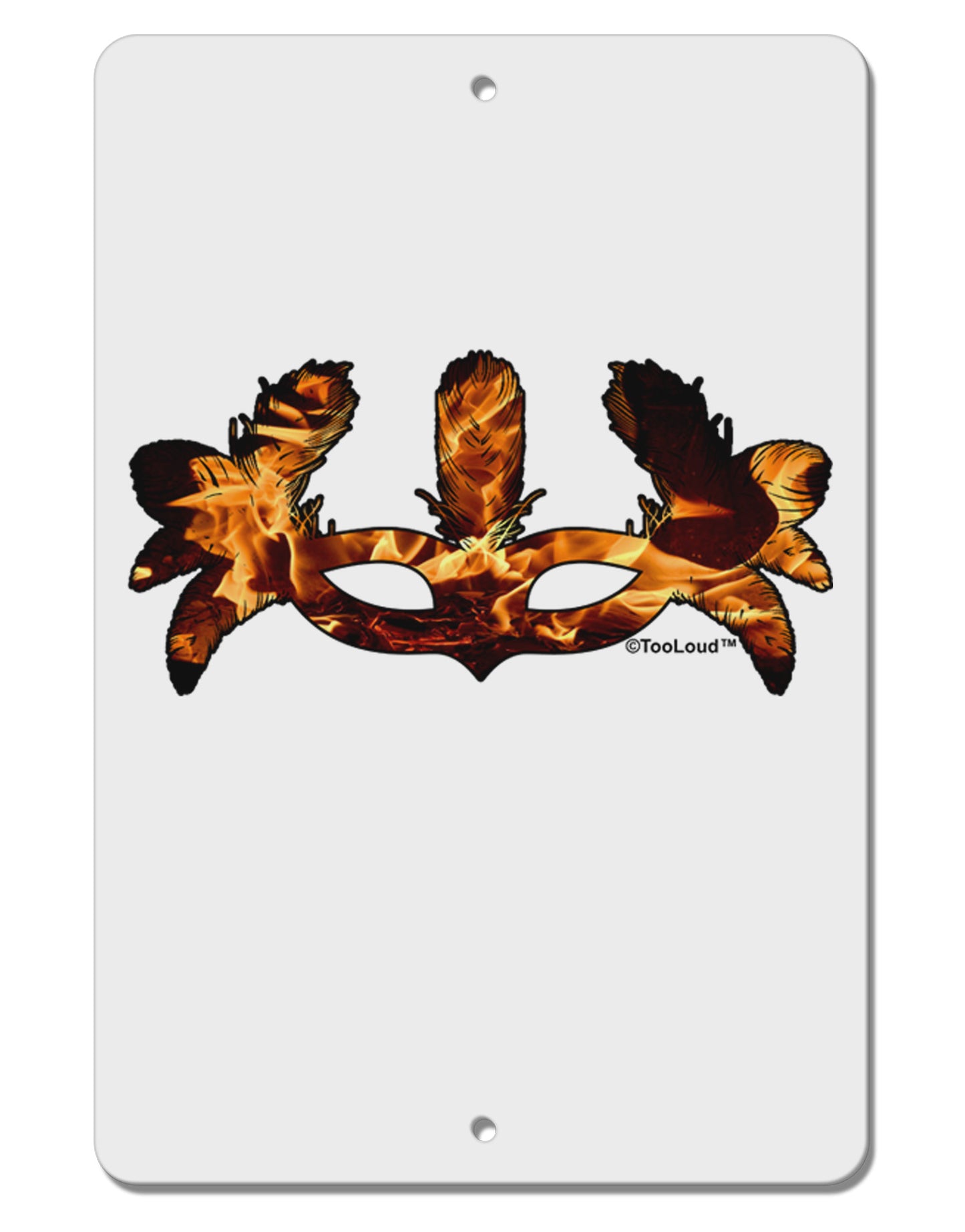 Fire Masquerade Mask Aluminum 8 x 12" Sign by TooLoud-TooLoud-White-Davson Sales