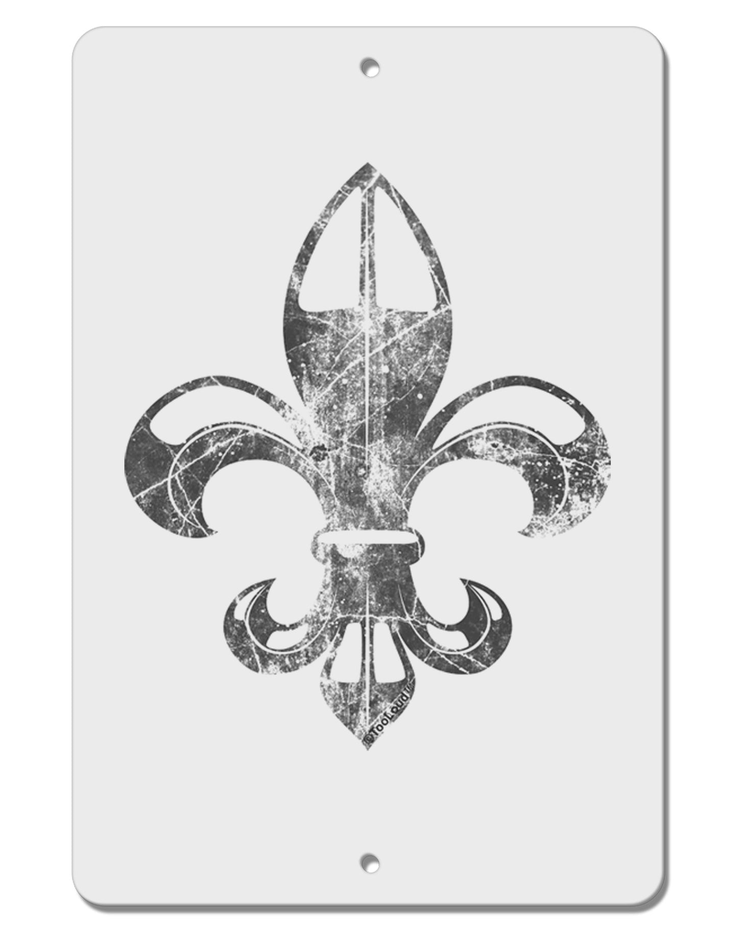 Distressed Fleur de Lis Aluminum 8 x 12" Sign-TooLoud-White-Davson Sales