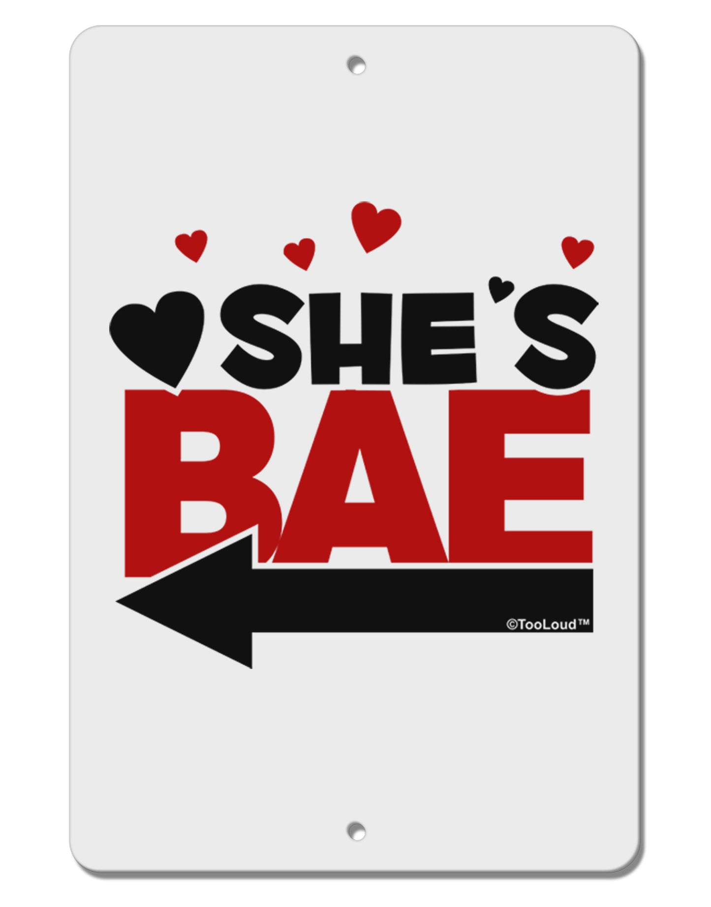 She's BAE - Left Arrow Aluminum 8 x 12" Sign-TooLoud-White-Davson Sales