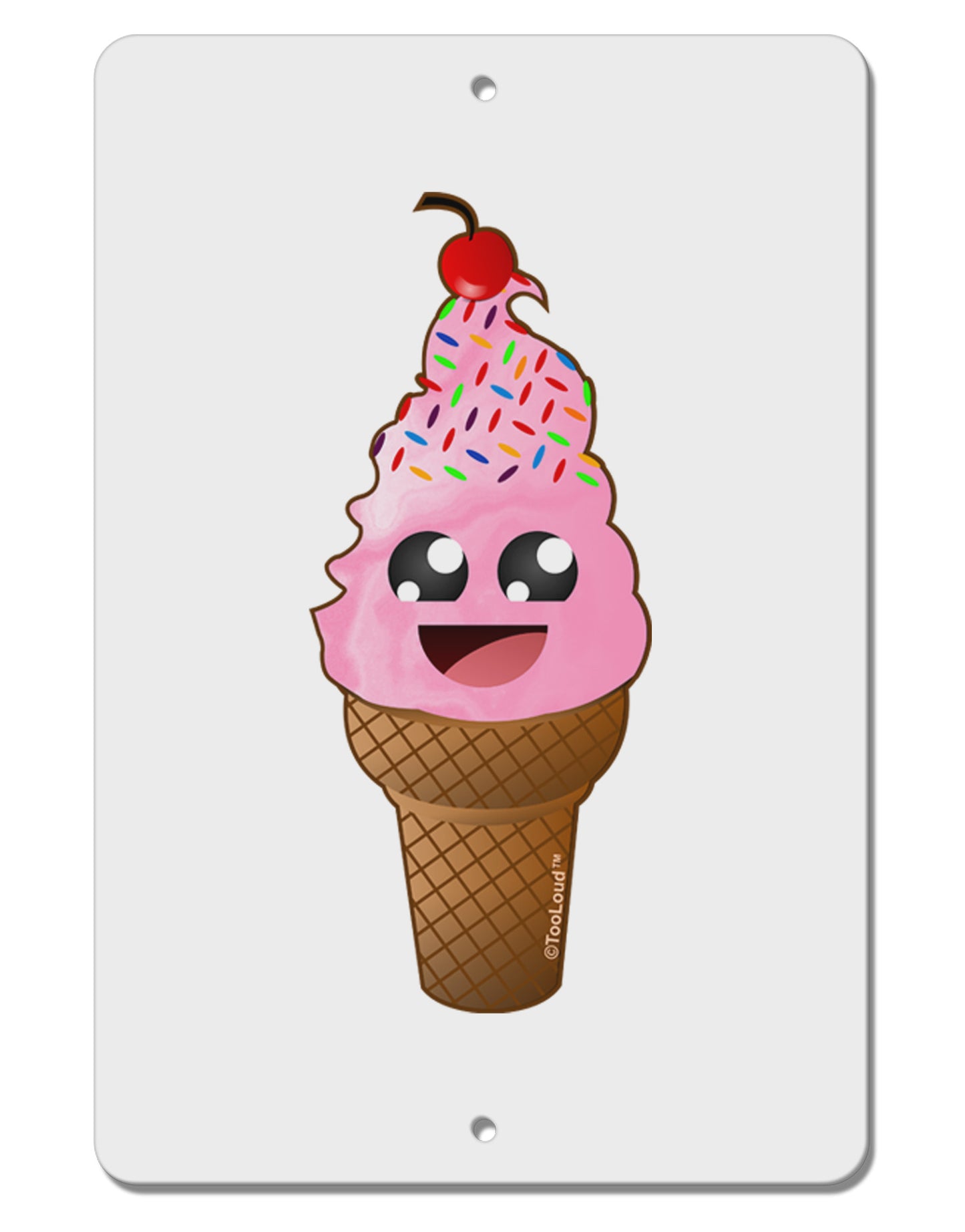 Cute Ice Cream Cone Aluminum 8 x 12" Sign-TooLoud-White-Davson Sales