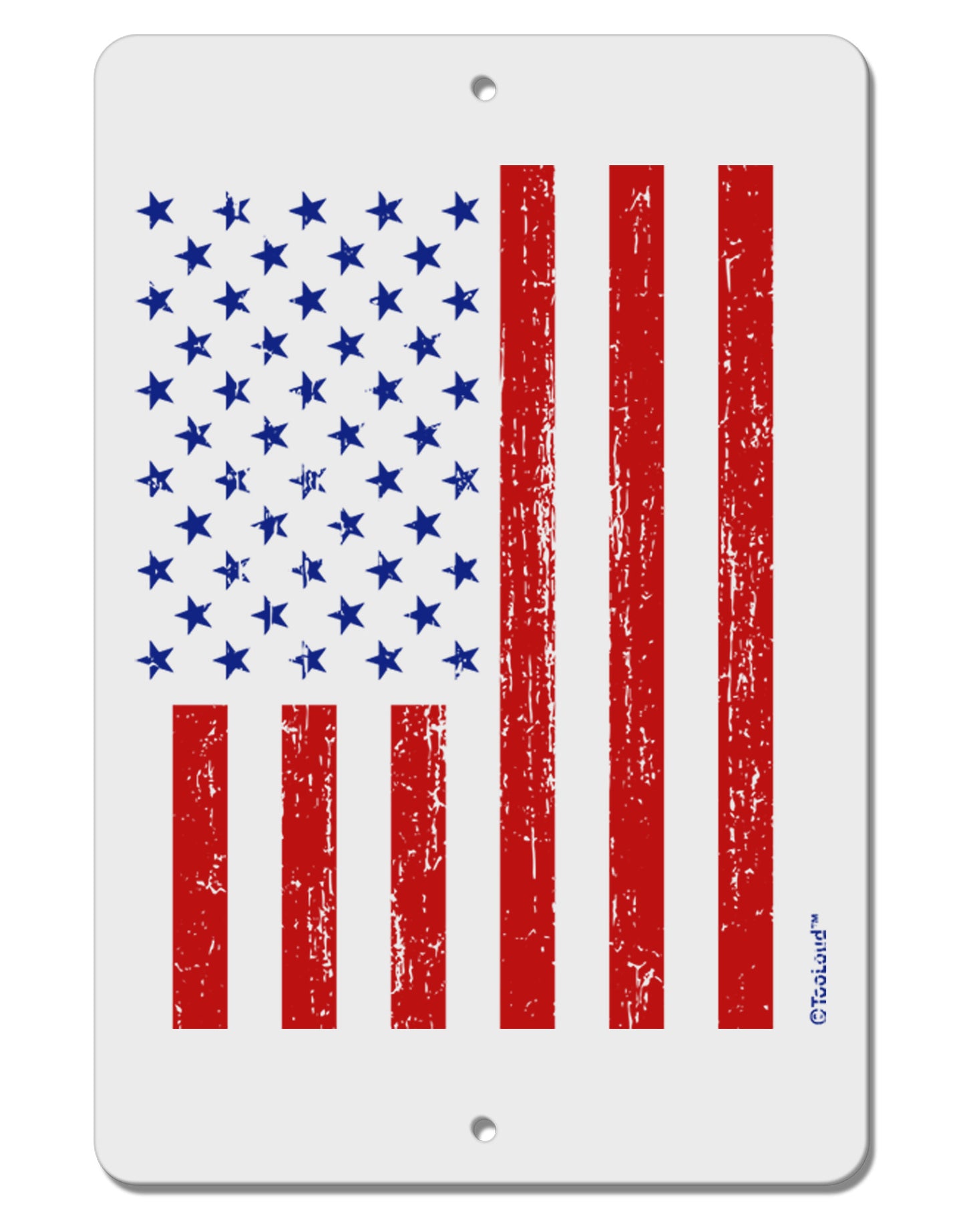 Red and Blue Stamp Style American Flag - Distressed Aluminum 8 x 12" Sign by TooLoud-TooLoud-White-Davson Sales
