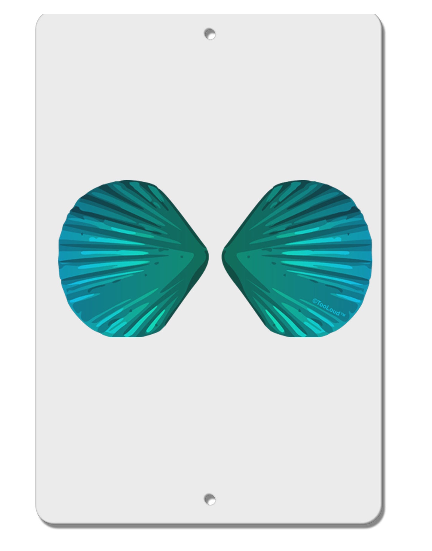 Mermaid Shell Bra Blue Aluminum 8 x 12" Sign by TooLoud-TooLoud-White-Davson Sales