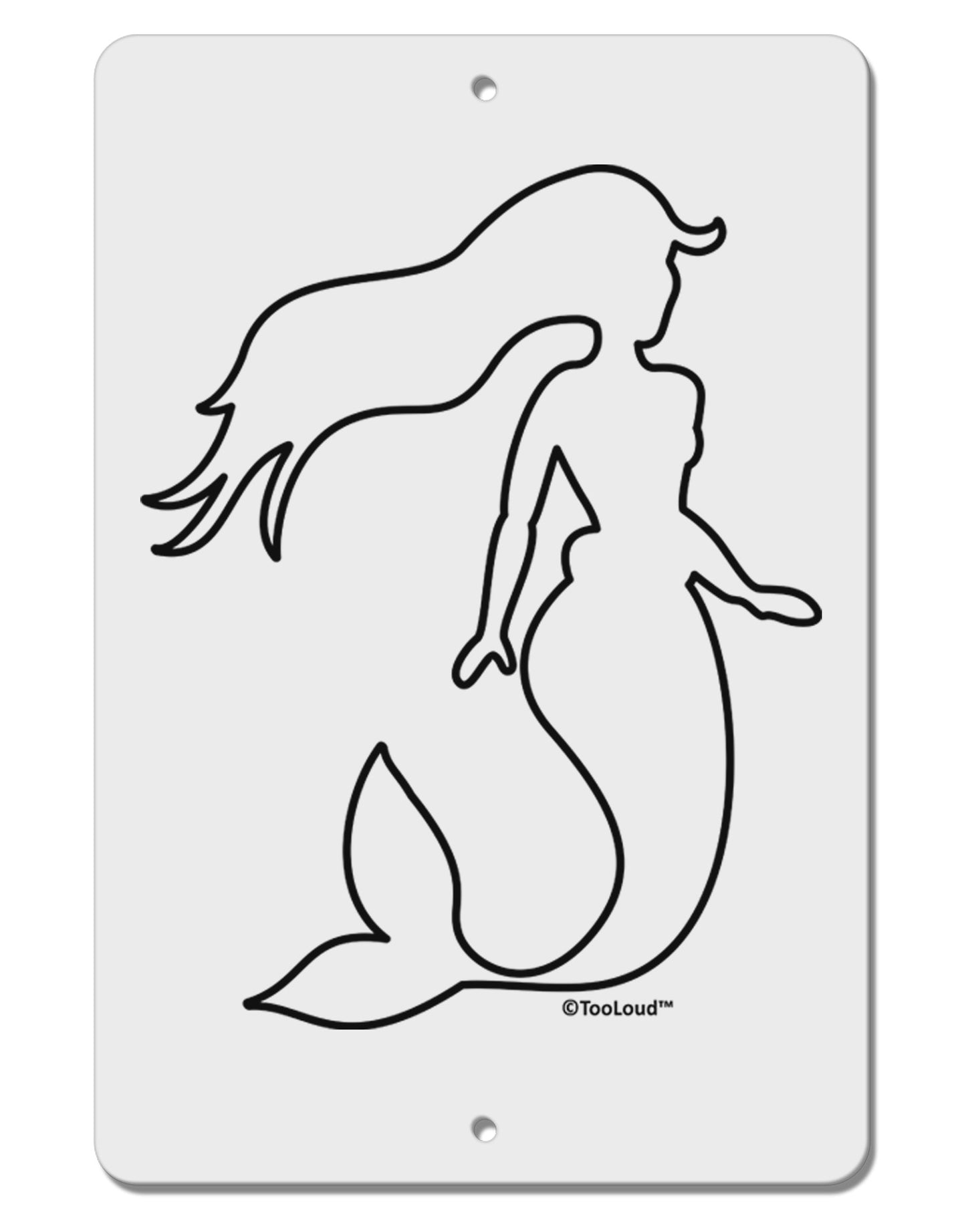 Mermaid Outline Aluminum 8 x 12" Sign-TooLoud-White-Davson Sales