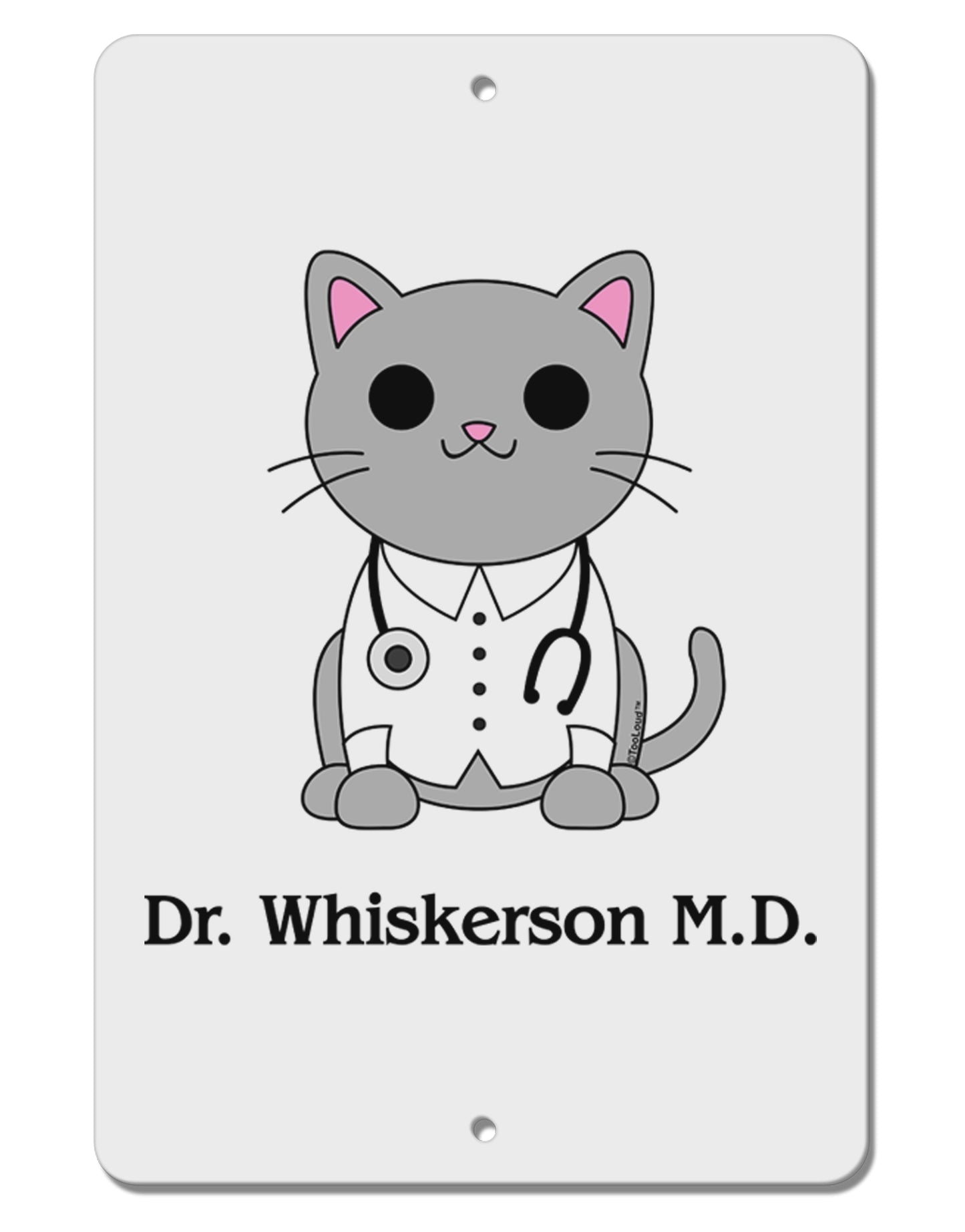 Dr Whiskerson MD - Cute Cat Design Aluminum 8 x 12" Sign by TooLoud-TooLoud-White-Davson Sales