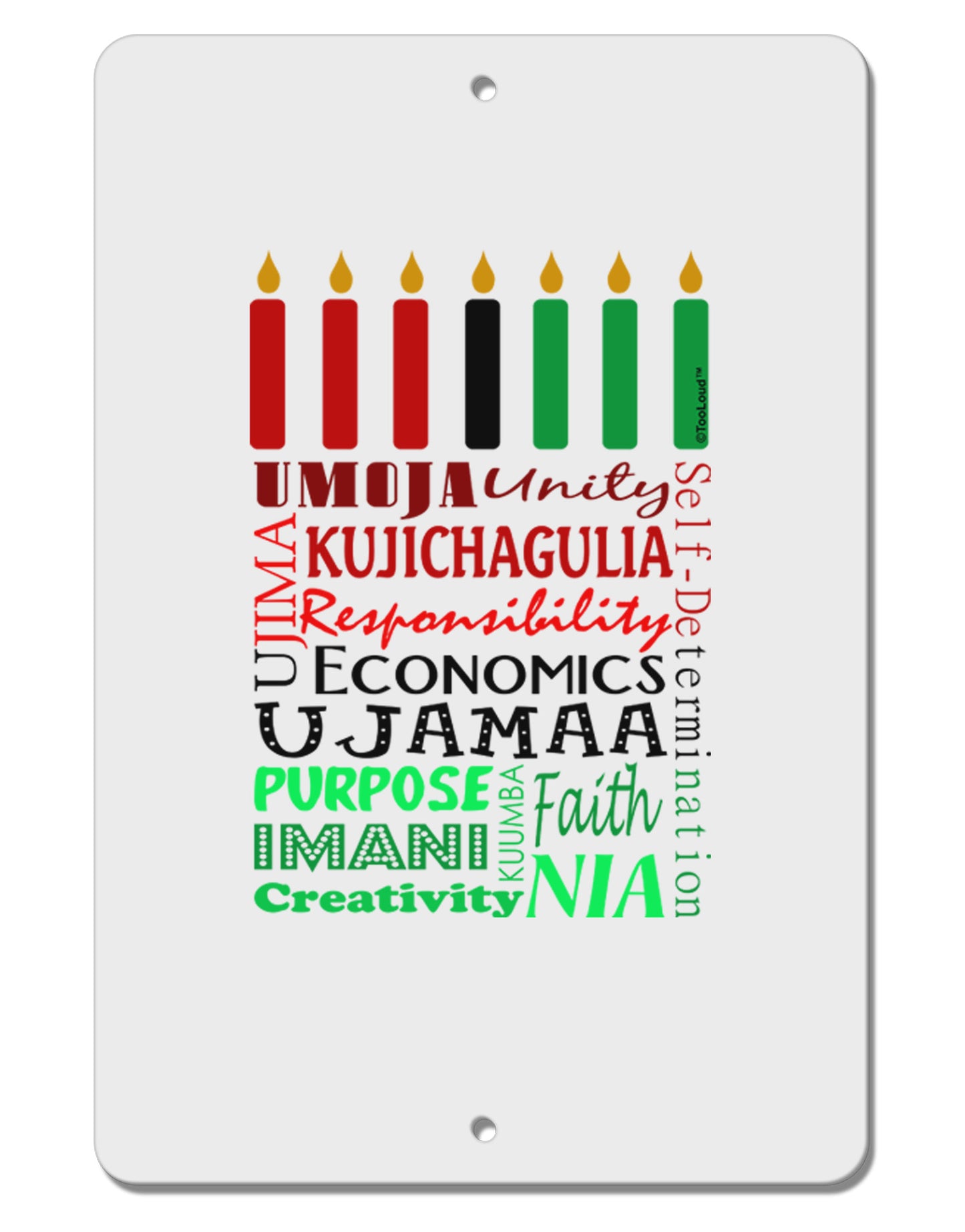 7 Principles Box Aluminum 8 x 12" Sign-TooLoud-White-Davson Sales