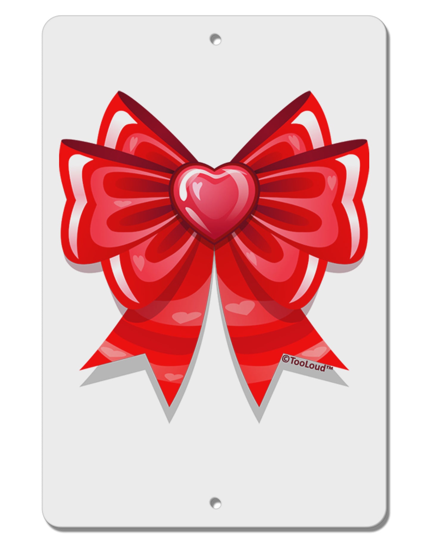 Valentine's Day Heart Bow Aluminum 8 x 12" Sign-TooLoud-White-Davson Sales