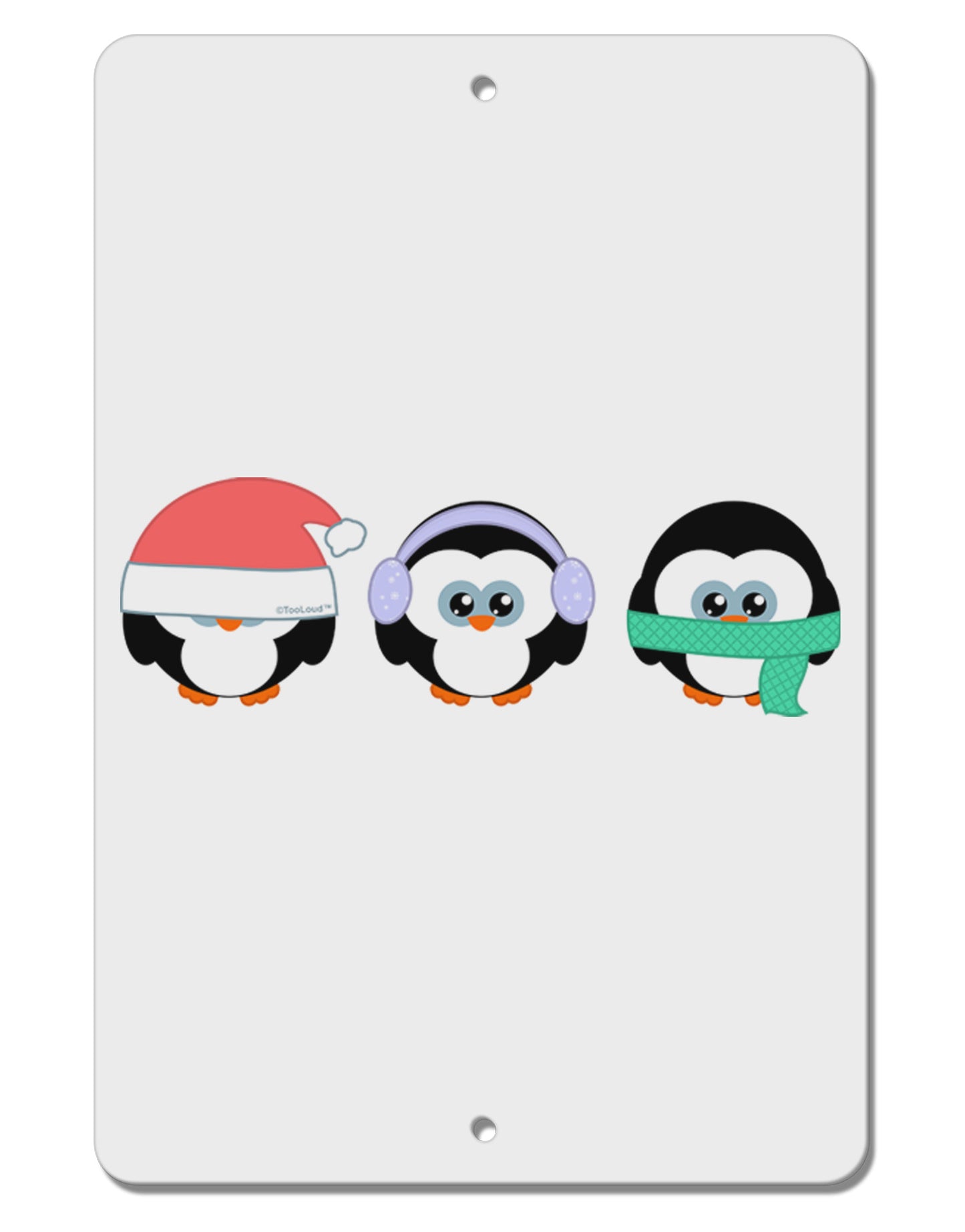 Christmas Penguins See No Evil Hear No Evil Speak No Evil Aluminum 8 x 12" Sign-TooLoud-White-Davson Sales