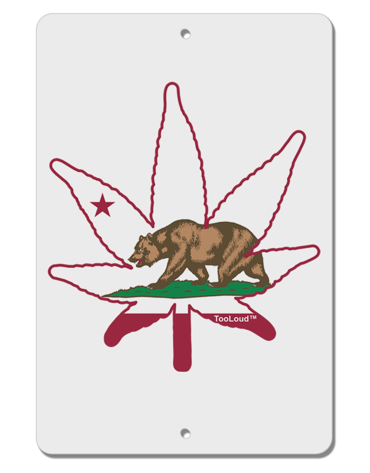 California Bear Leaf Design Aluminum 8 x 12" Sign by TooLoud-TooLoud-White-Davson Sales