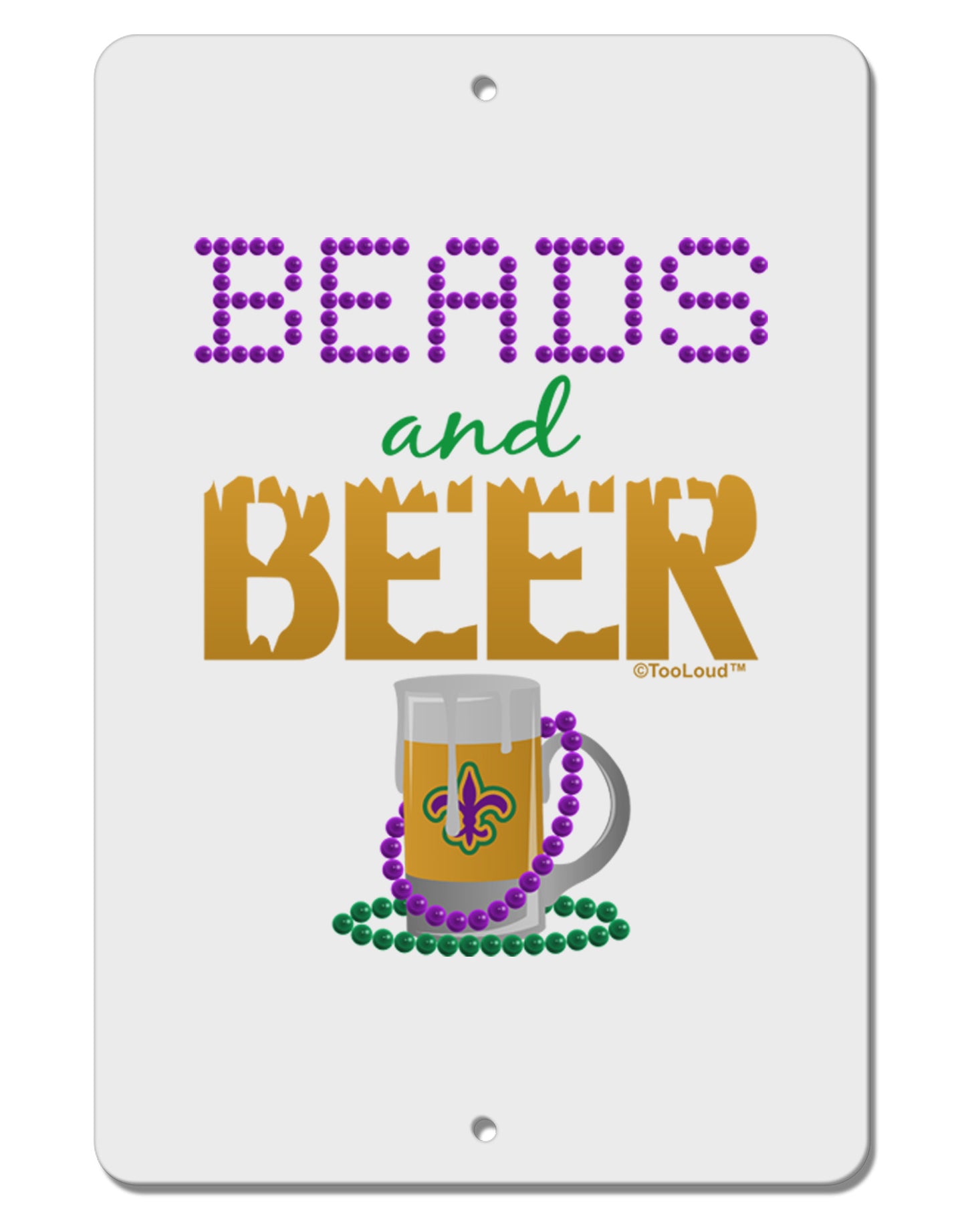 Beads And Beer Aluminum 8 x 12" Sign-TooLoud-White-Davson Sales