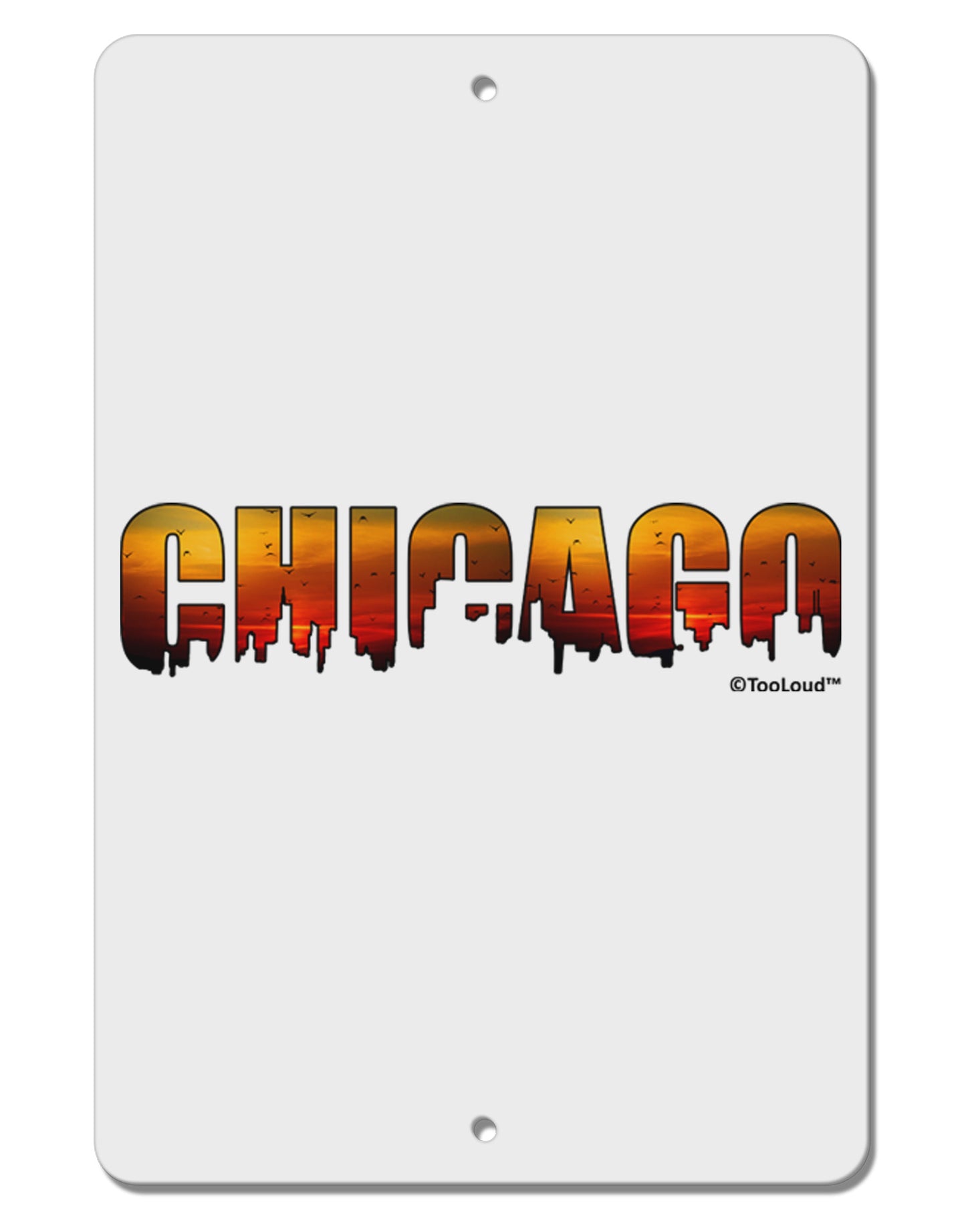 Chicago Skyline Cutout - Sunset Sky Aluminum 8 x 12" Sign by TooLoud-TooLoud-White-Davson Sales