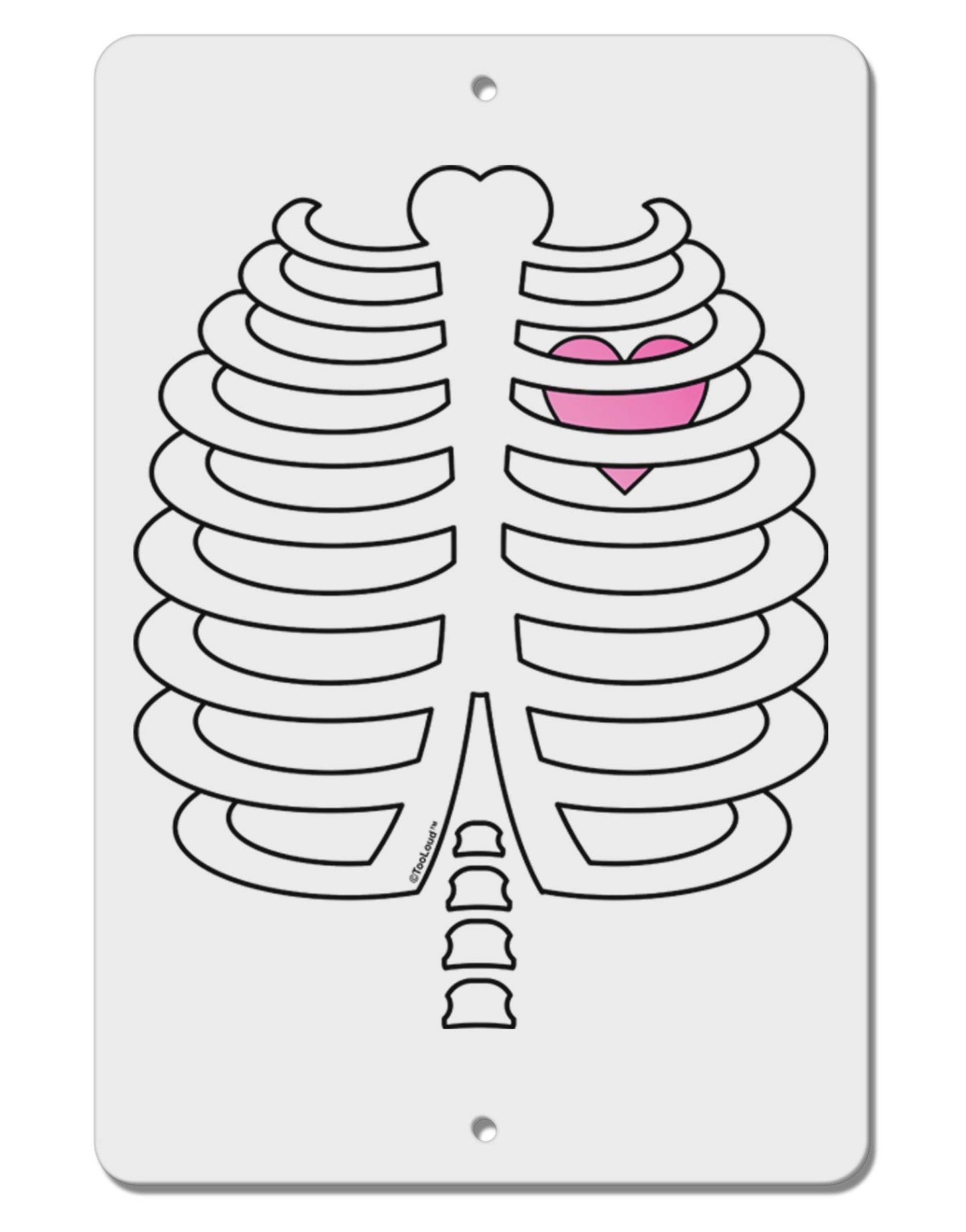 Skeleton Ribcage with Pink Heart Halloween Aluminum 8 x 12" Sign-TooLoud-White-Davson Sales