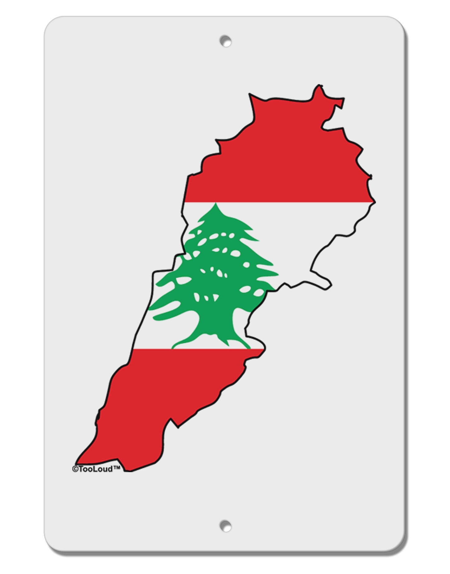 Lebanon Flag Silhouette Aluminum 8 x 12" Sign-TooLoud-White-Davson Sales
