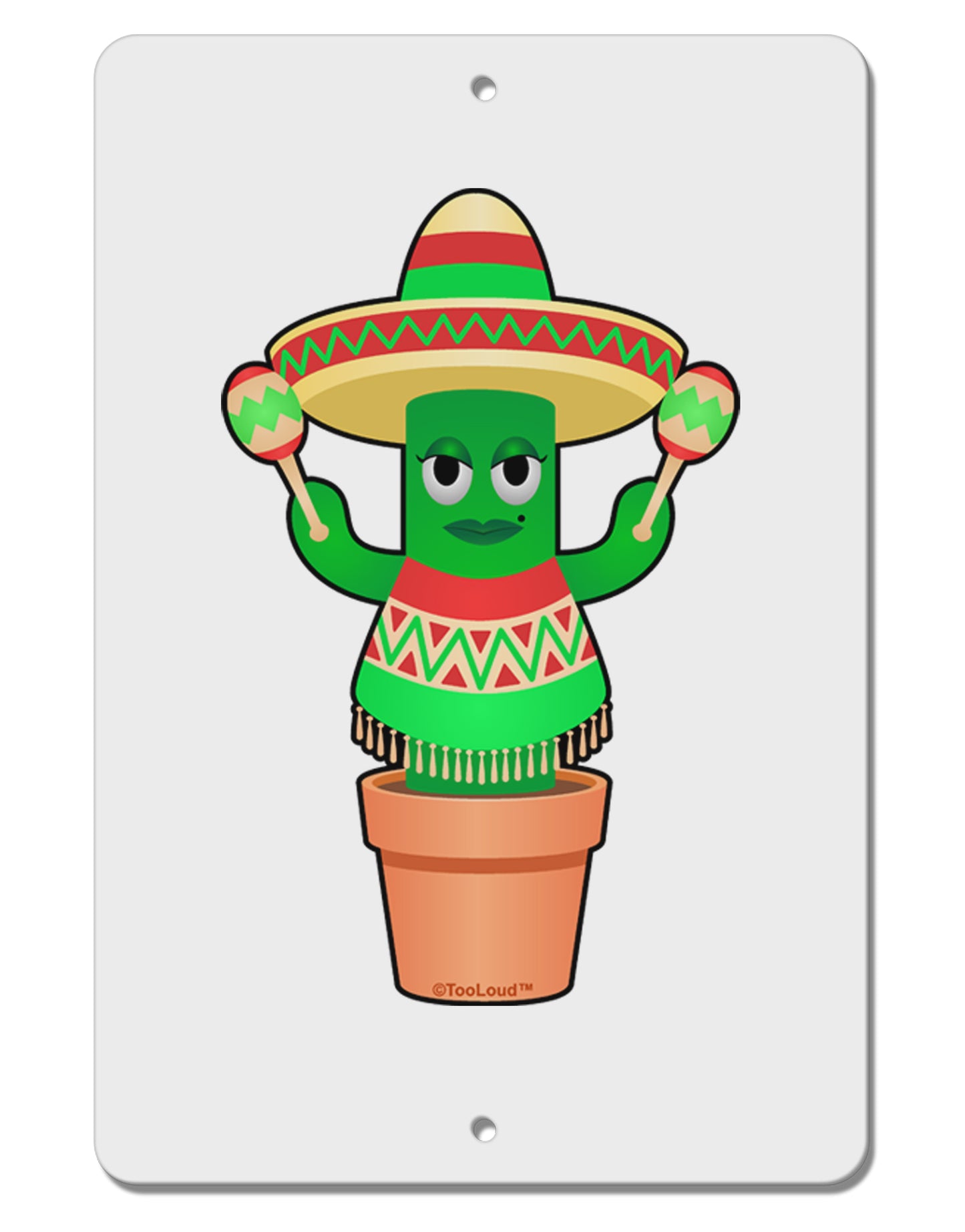 Fiesta Cactus Poncho Aluminum 8 x 12" Sign by TooLoud-TooLoud-White-Davson Sales