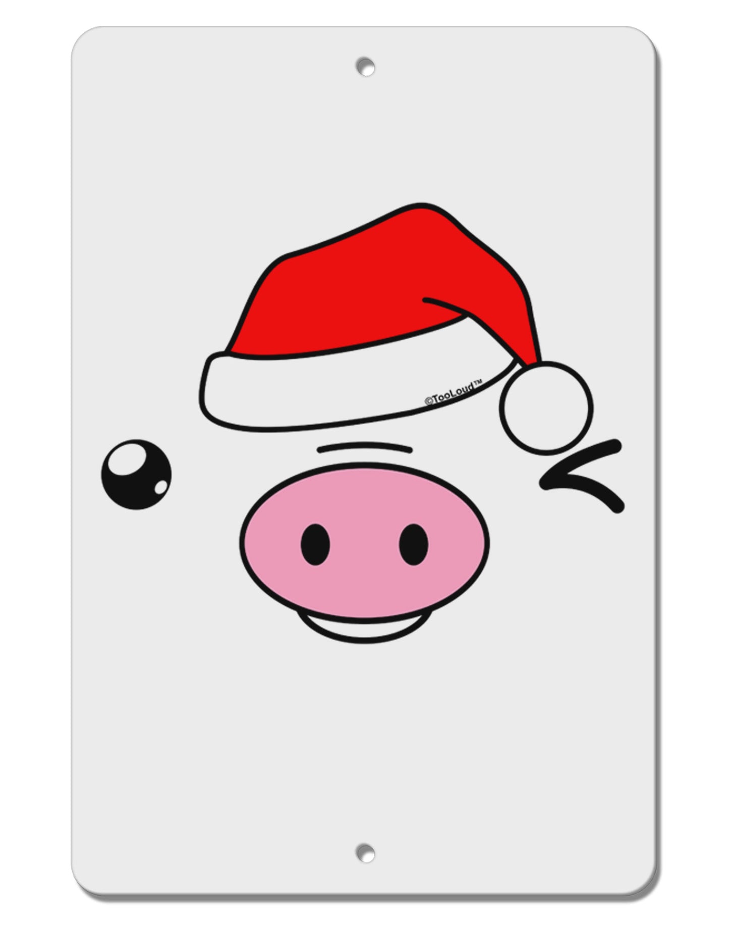 Kyu-T Face Oinkz Santa Hat Boy Pig Aluminum 8 x 12" Sign-TooLoud-White-Davson Sales
